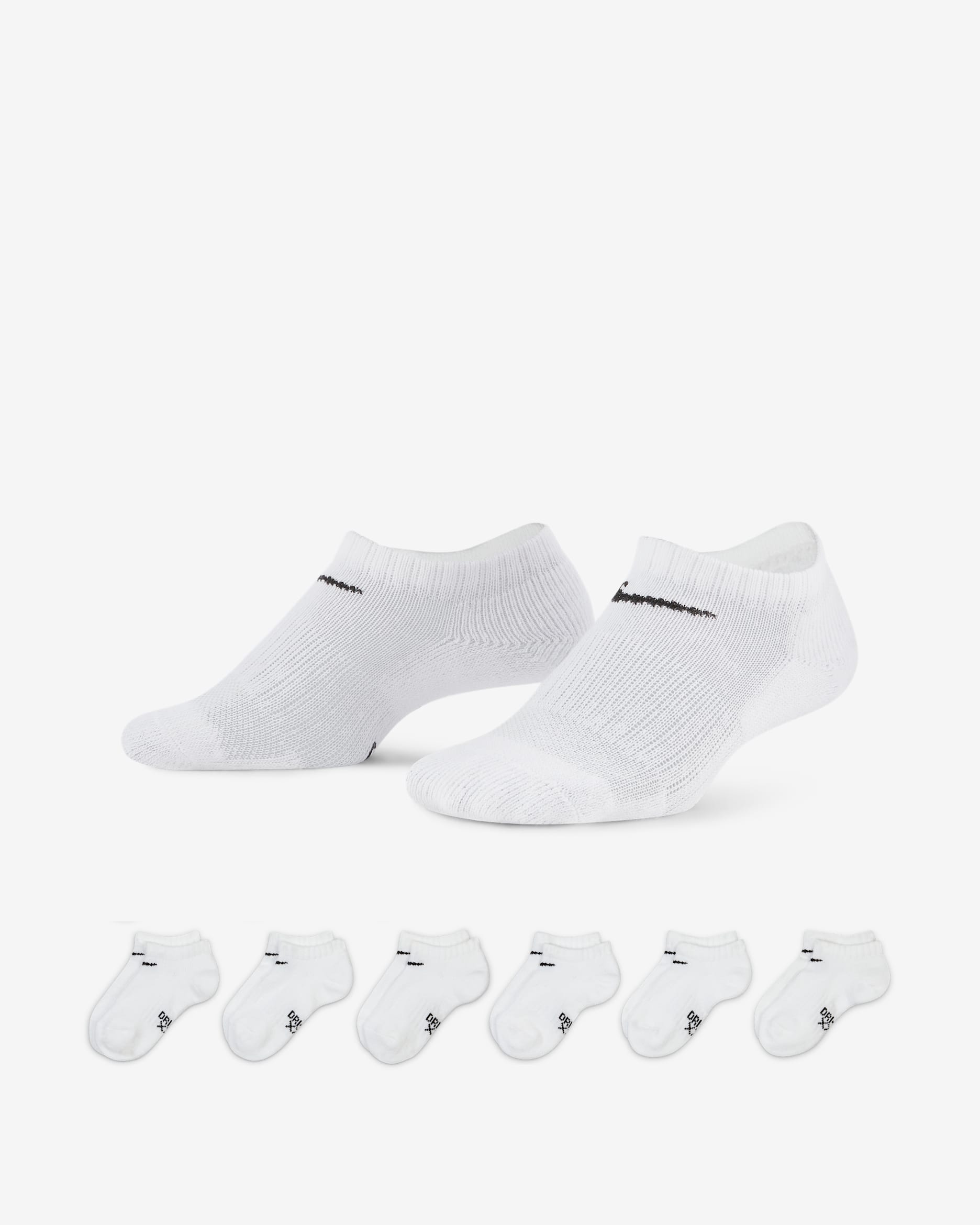 Calcetines invisibles para niños talla pequeña (6 pares) Nike Dri-FIT Performance Basics - Blanco