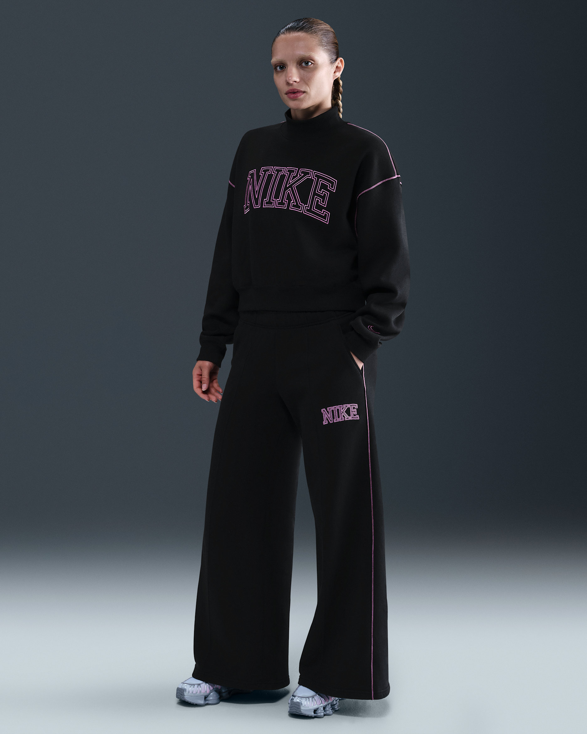 Nike Sportswear Phoenix Fleece Women's Wide-Leg Sweatpants - Black
