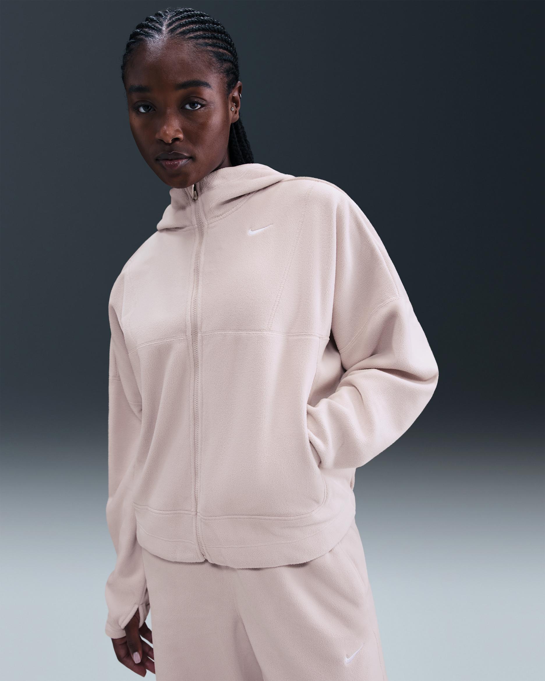 Nike One Women's Therma-FIT Full-Zip Top - Silt Red/White