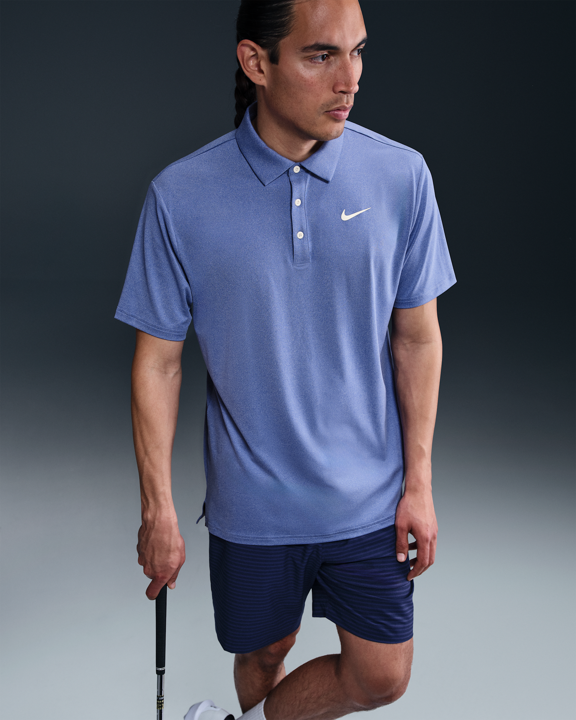 Nike Tour Men's Dri-FIT Heathered Golf Polo - Astronomy Blue/Pale Ivory