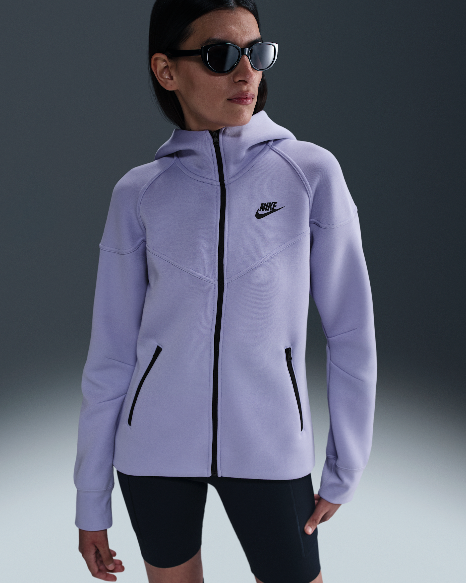 Nike Sportswear Tech Fleece Windrunner Women's Full-Zip Hoodie - Lilac Ice/Black