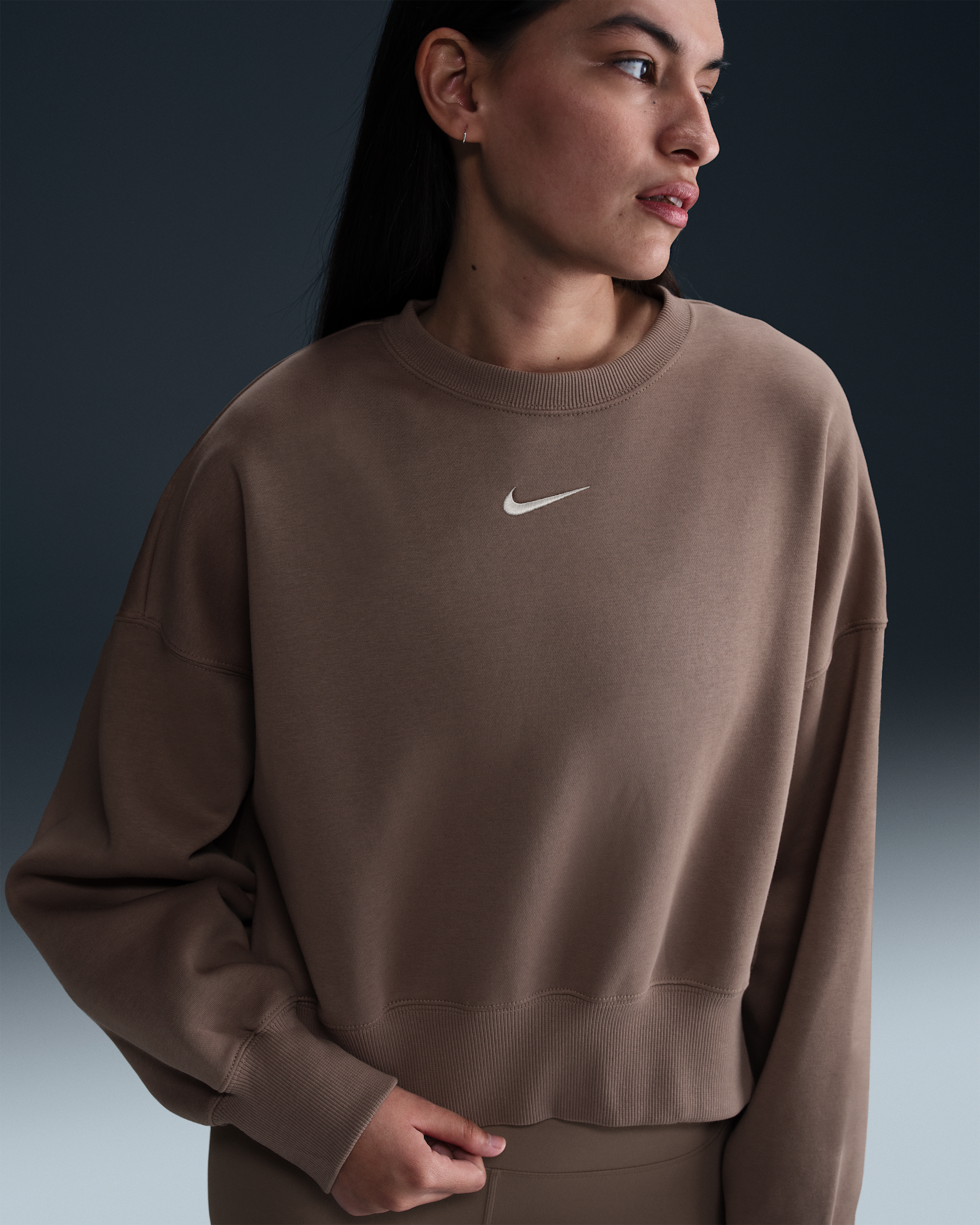 Nike Sportswear Phoenix Fleece Women's Over-Oversized Crew-Neck Sweatshirt - Mink Brown/Sail