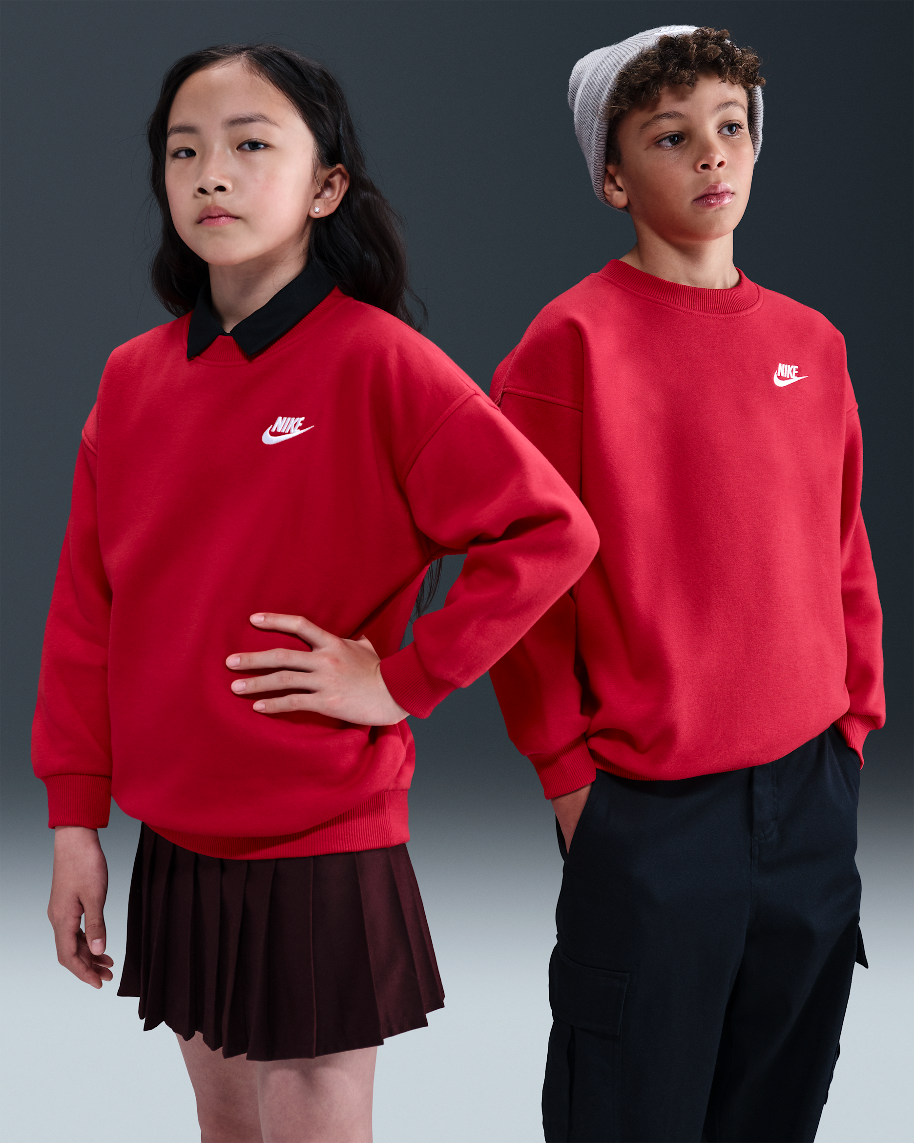 Felpa oversize Nike Sportswear Club Fleece – Ragazzo/a - University Red/Bianco