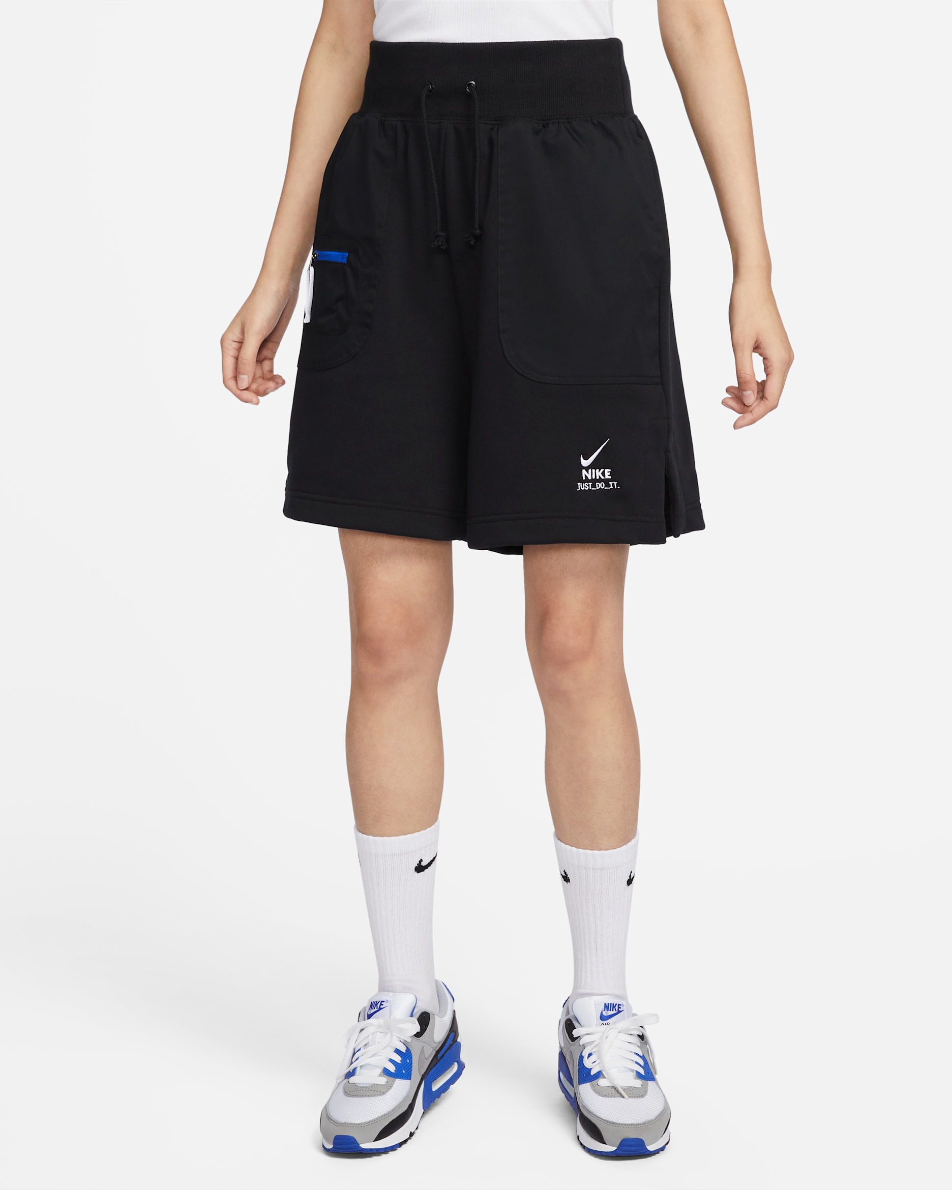 Nike Sportswear City Utility Women's French Terry Shorts - Black/Black/Hyper Royal/White