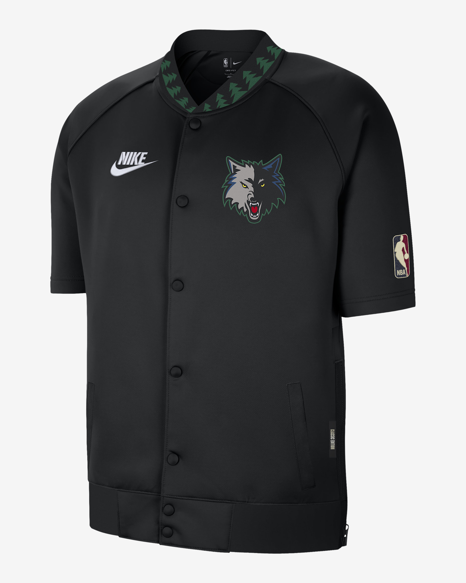 Minnesota Timberwolves Hardwood Classics Men's Nike Dri-FIT NBA Short-Sleeve Jacket - Black