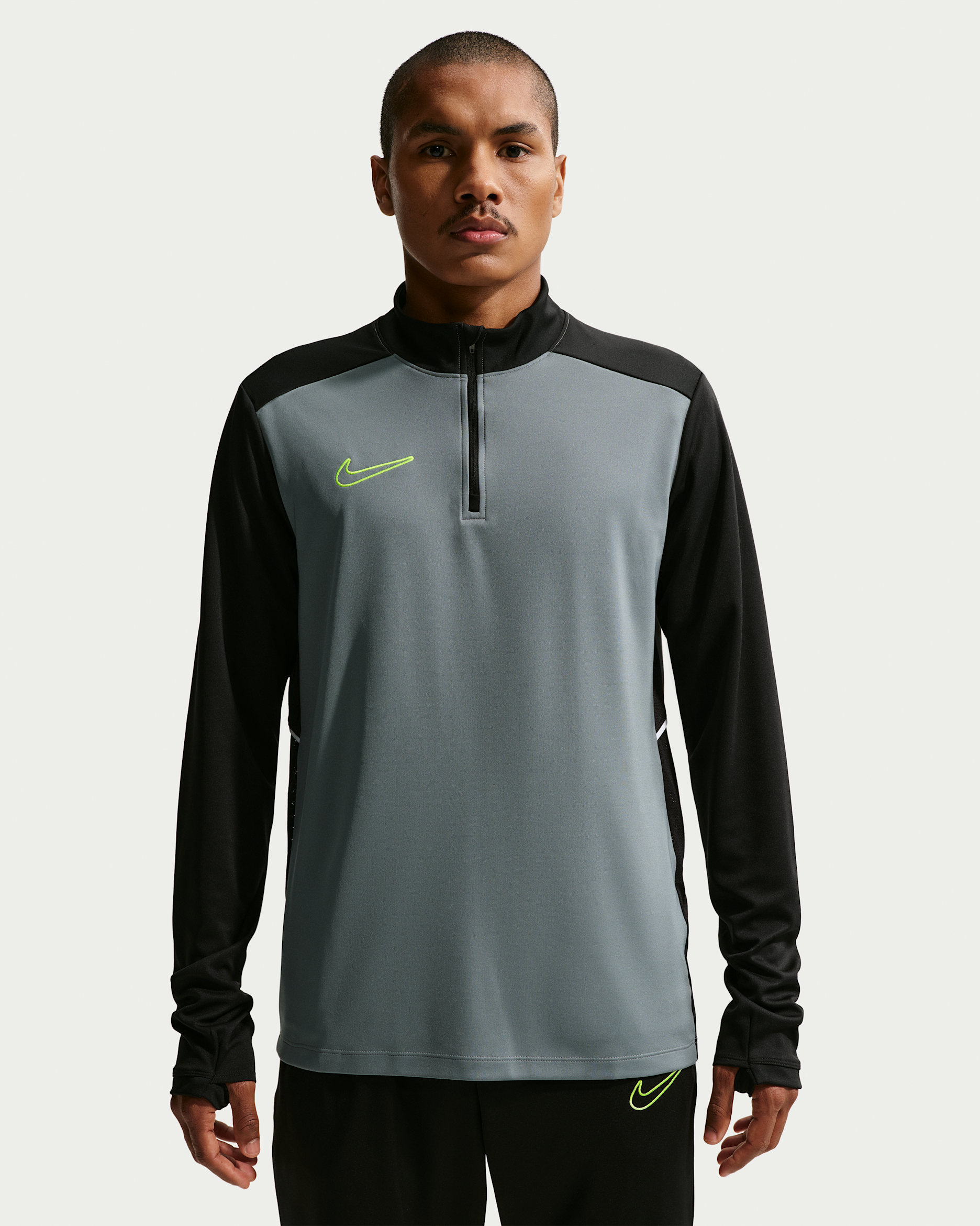 Nike Academy Men's Dri-FIT Football Drill Top - Cool Grey/Black/Volt