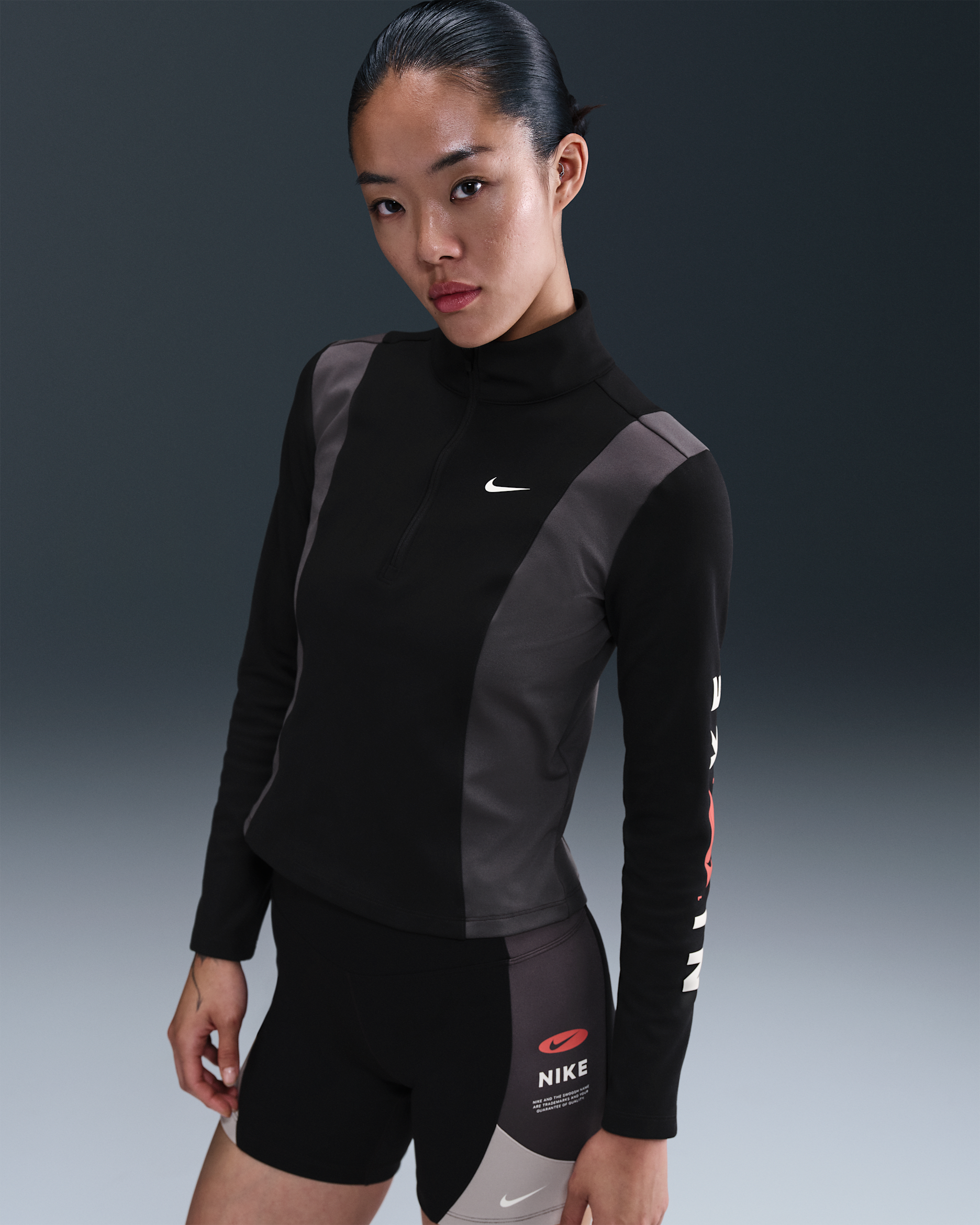 Nike One Women's Dri-FIT Mid Layer - Black/Thunder Grey/Black/Sail