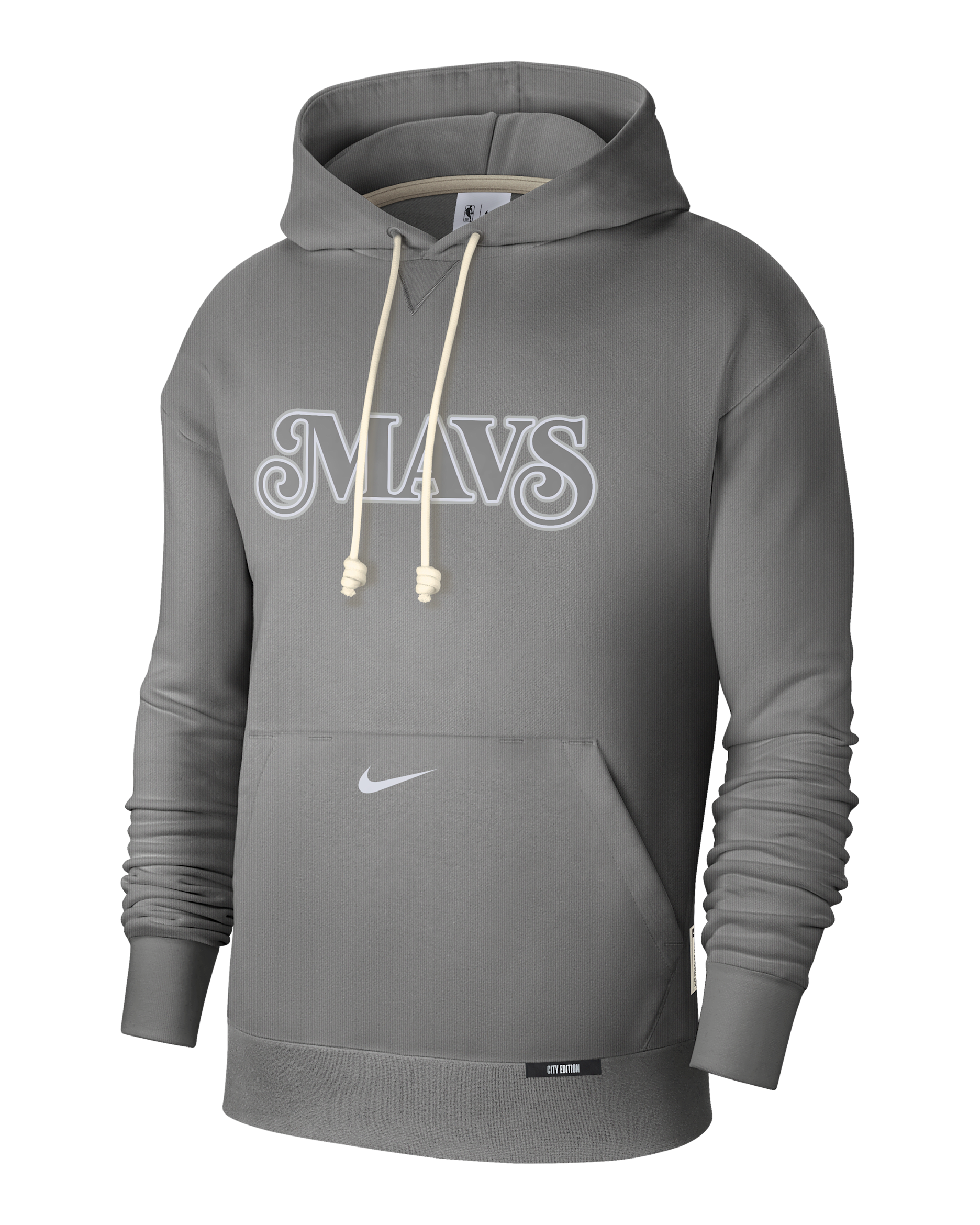 Sudadera con gorro Nike de la NBA Courtside para hombre Dallas Mavericks Standard Issue City Edition - Gris acero oscuro/Blanco