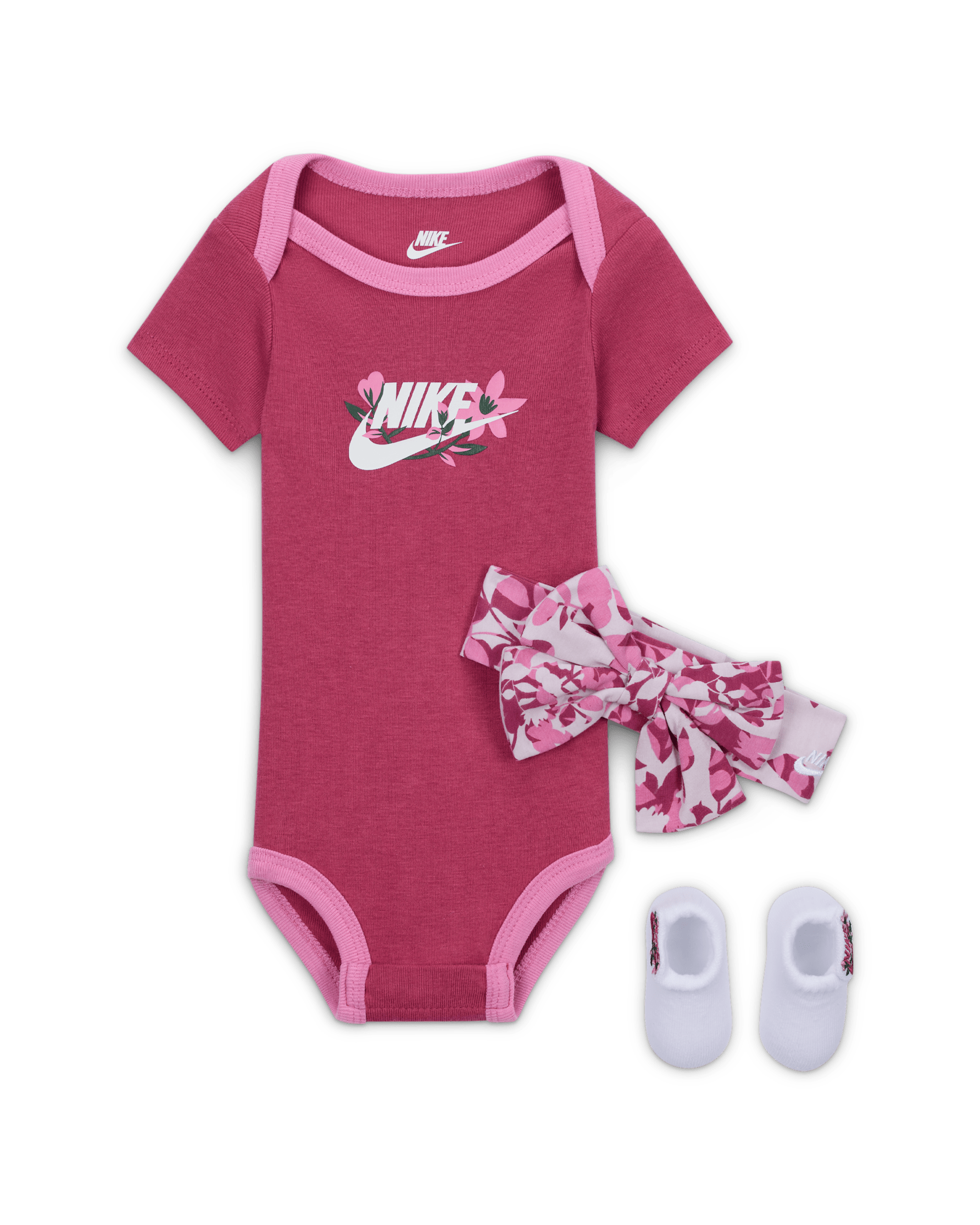 Nike Baby (0-9M) 3-Piece Printed Club Boxed Set - Sweet Beet