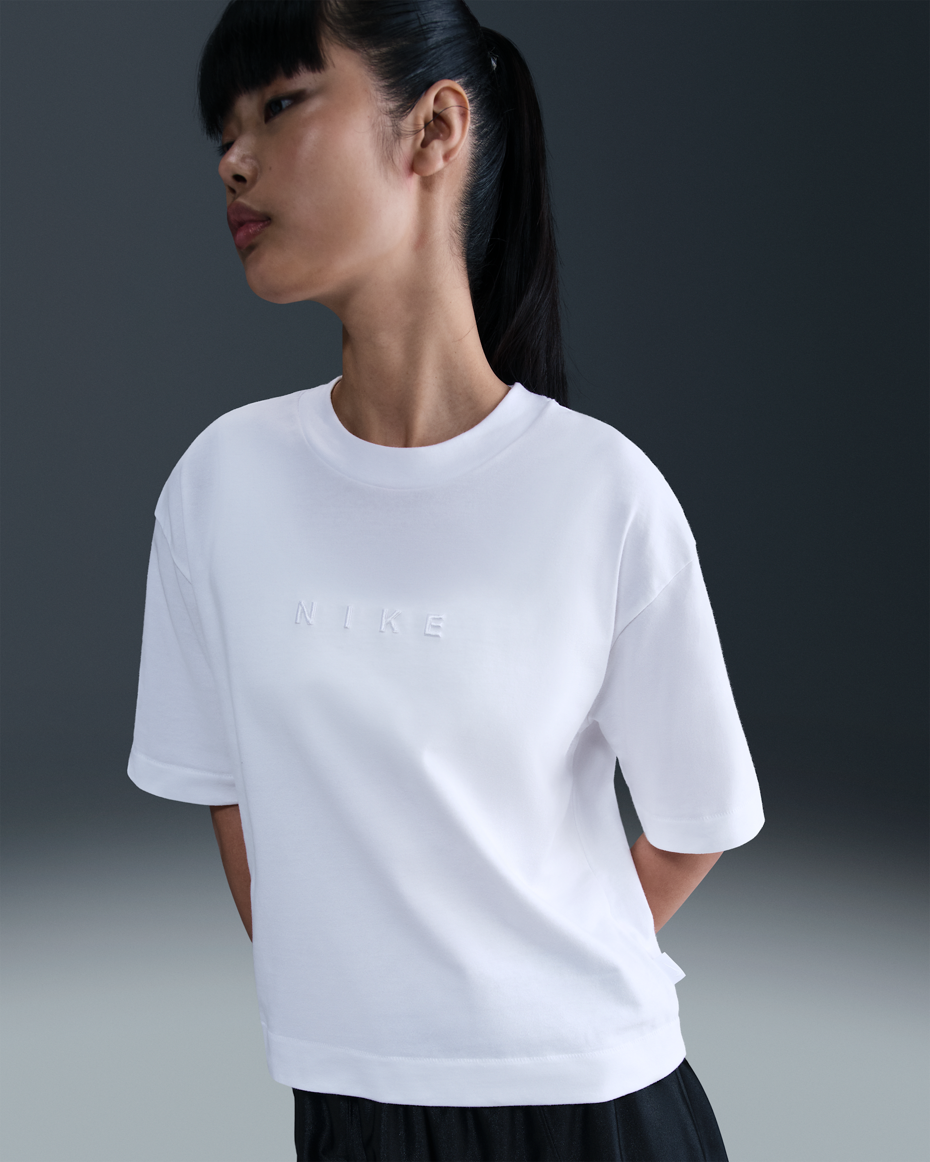 나이키 스포츠웨어 여성 박시 반팔 티셔츠 - 화이트
