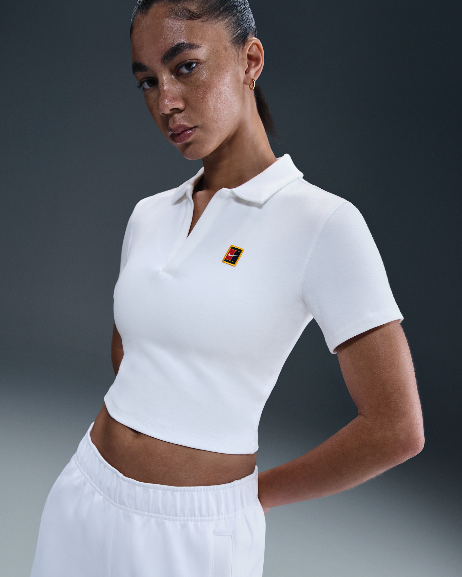 NikeCourt Heritage Women's Short-Sleeve Cropped Tennis Polo - White
