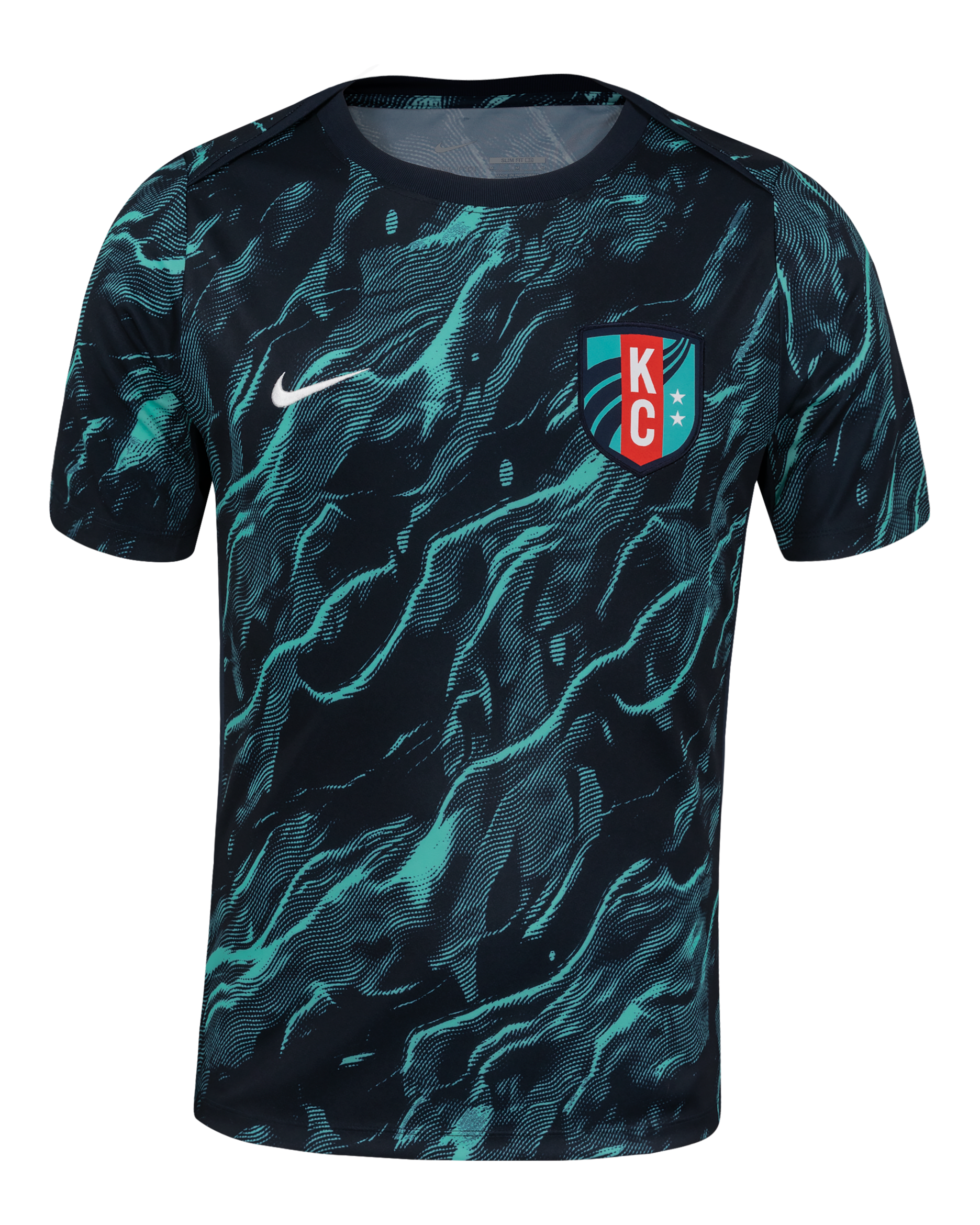 KC Current 2025 Men's Nike NWSL Short-Sleeve Pre-Match Top - Hyper Turquoise/Dark Obsidian