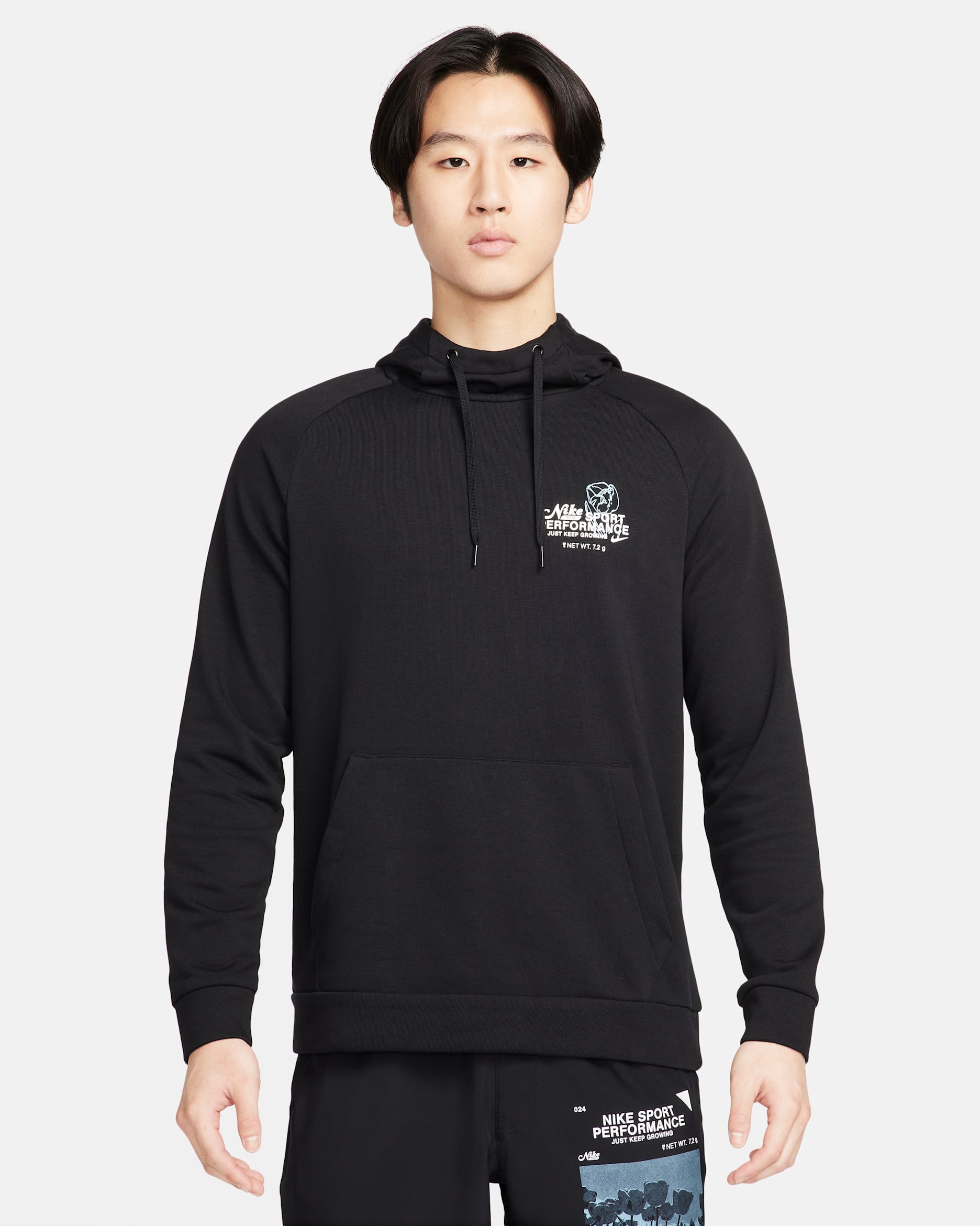 Nike Men's Dri-FIT Hooded Fitness Pullover Hoodie - Black/Black/White