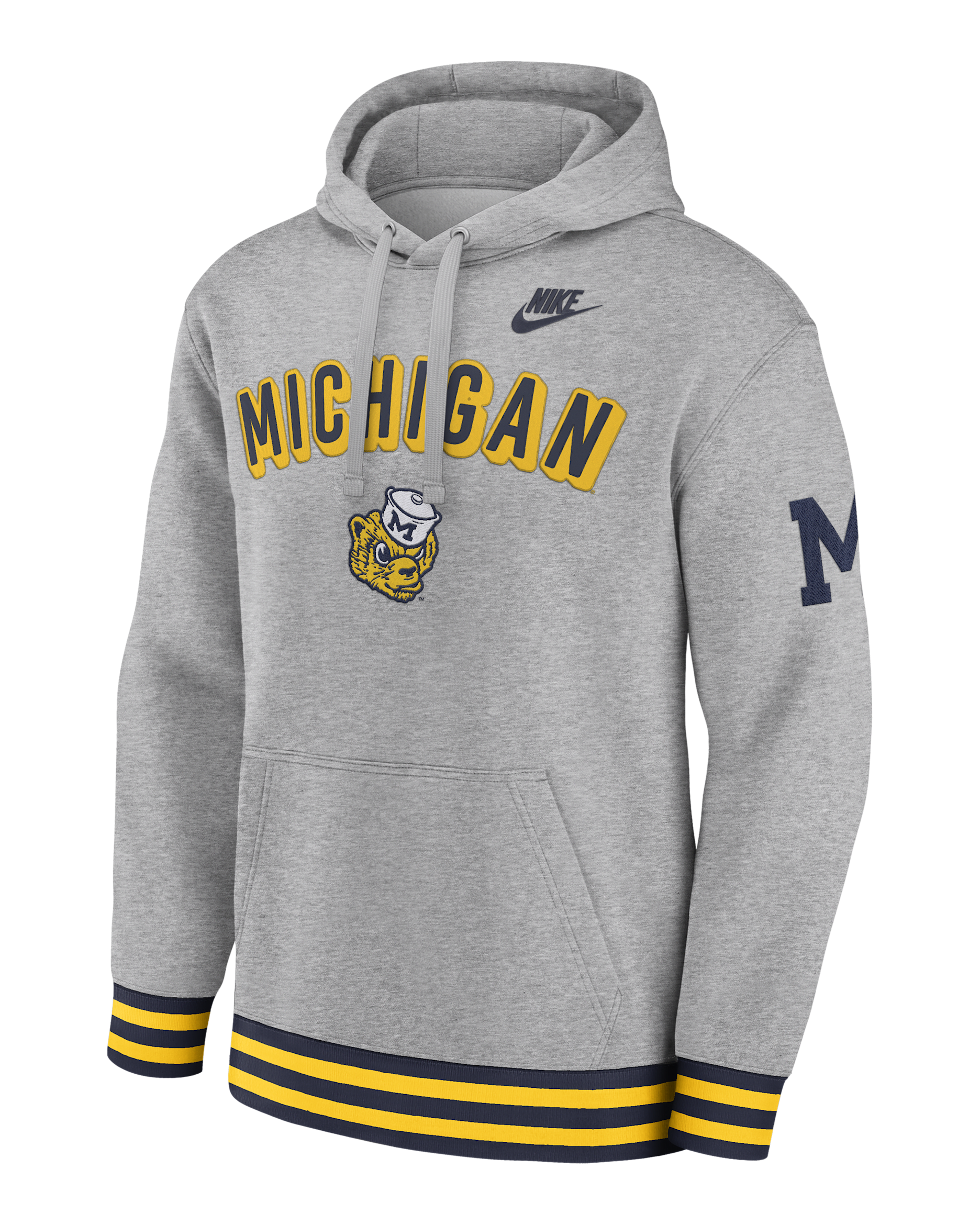 Michigan Legacy Retro Men’s Nike College Pullover Hoodie - Dark Grey Heather
