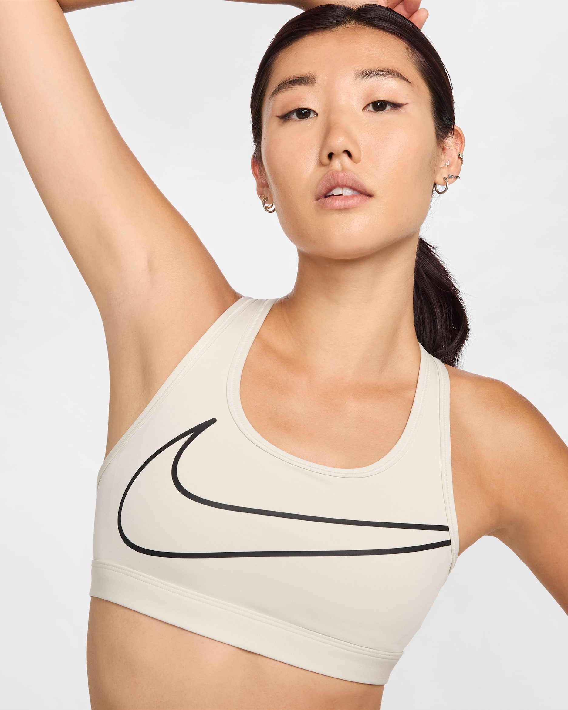 Nike Swoosh Medium-Support Women's Padded Sports Bra - Light Bone/Off-Noir/Cement Grey