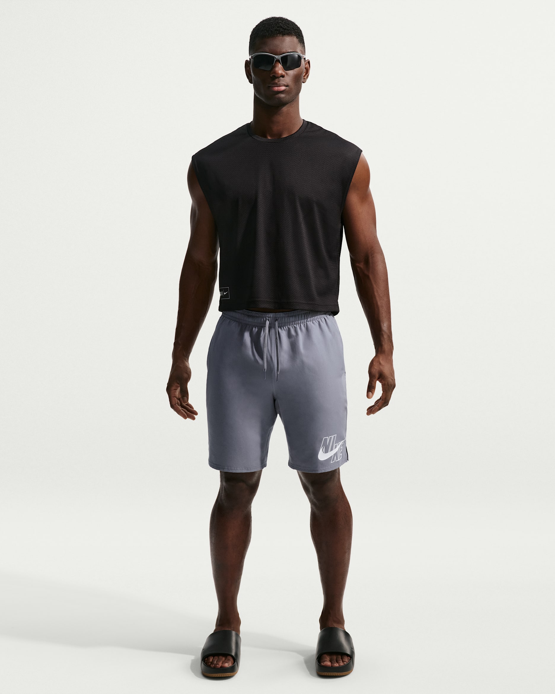 Playera de manga corta  Dri-FIT UV para hombre Nike Swim Hydroguard - Gris azulado/Gris azulado/Gris azulado/Blanco