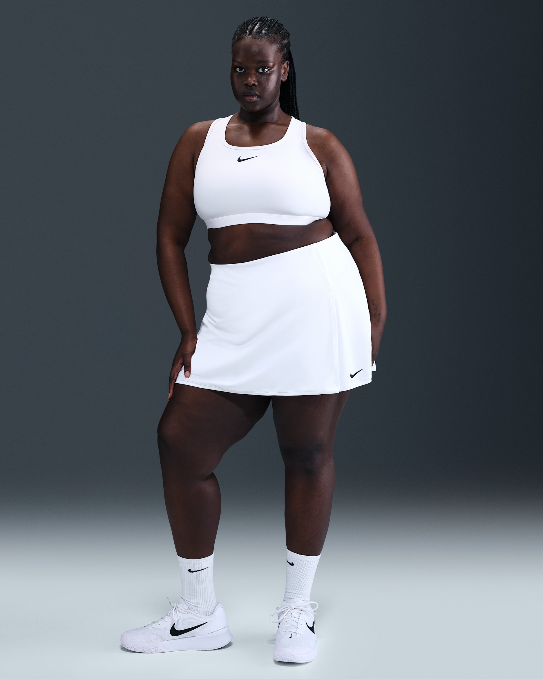 Nike Victory Women's Dri-FIT Straight Tennis Skirt (Plus Size) - White/Black