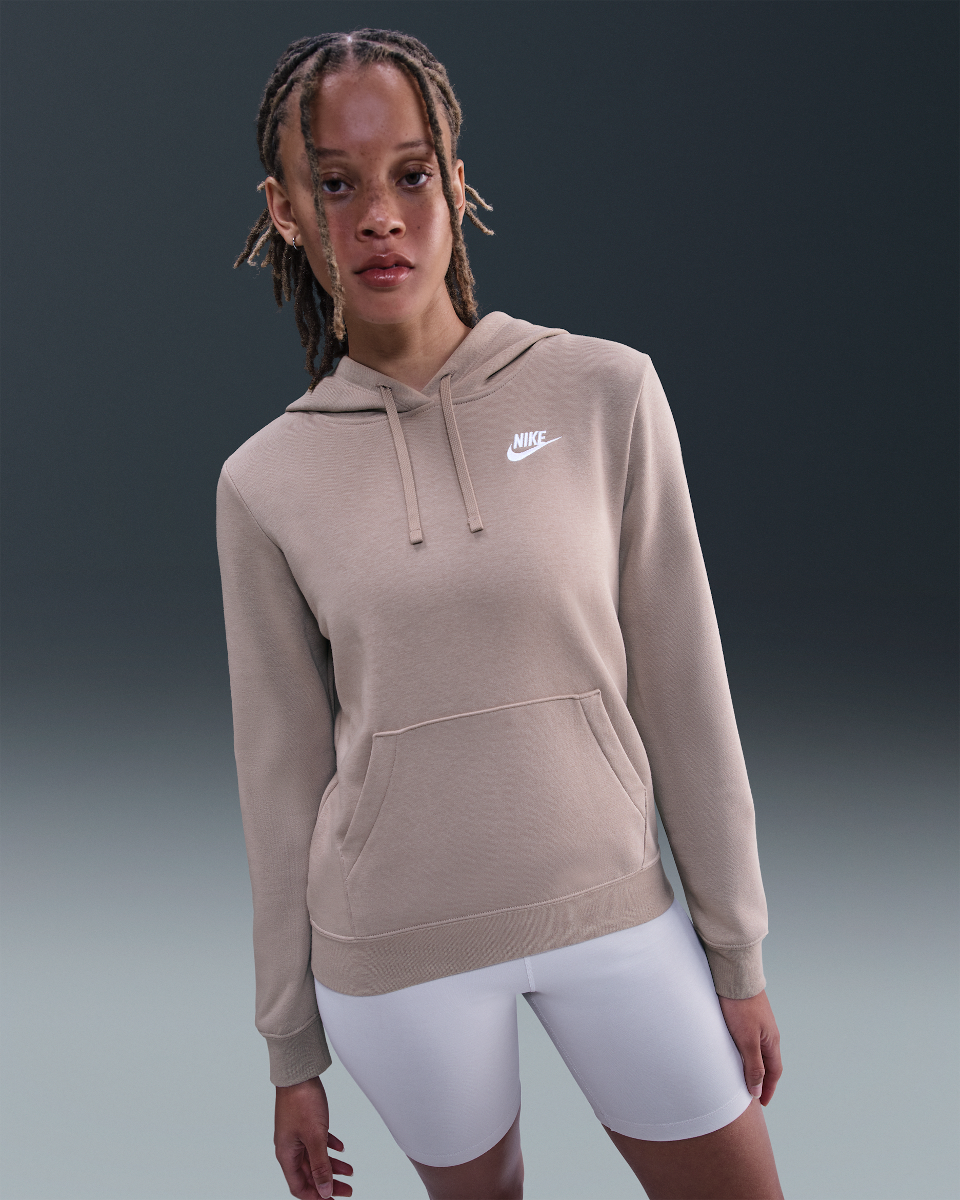 Nike Sportswear Club Fleece Women's Pullover Hoodie - Malt/White