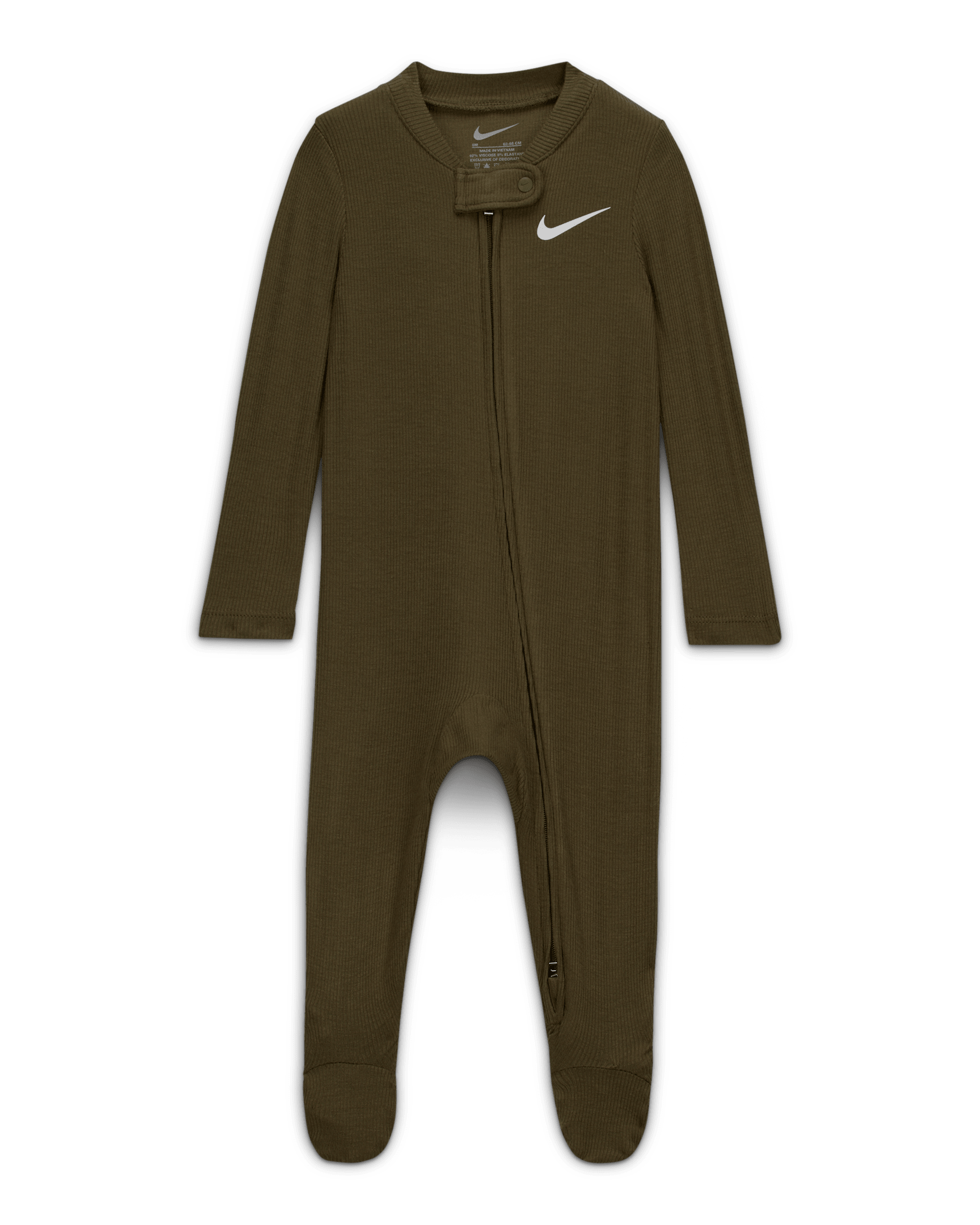 Nike Baby (0-9M) Ribbed Viscose Footed Coverall - Medium Olive