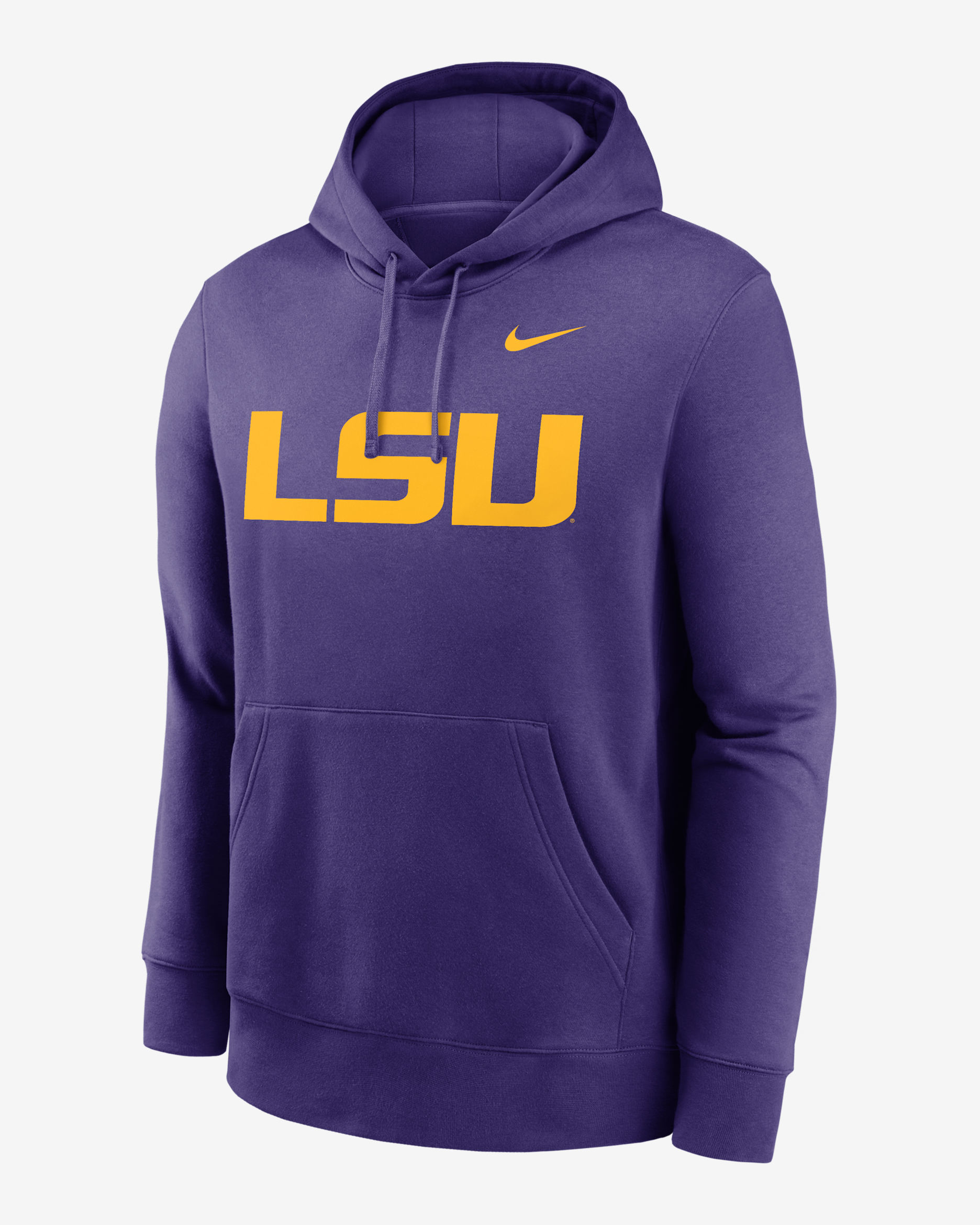 Sudadera con gorro sin cierre universitaria Nike para hombre LSU Tigers Primetime Evergreen Club Primary Logo - Morado