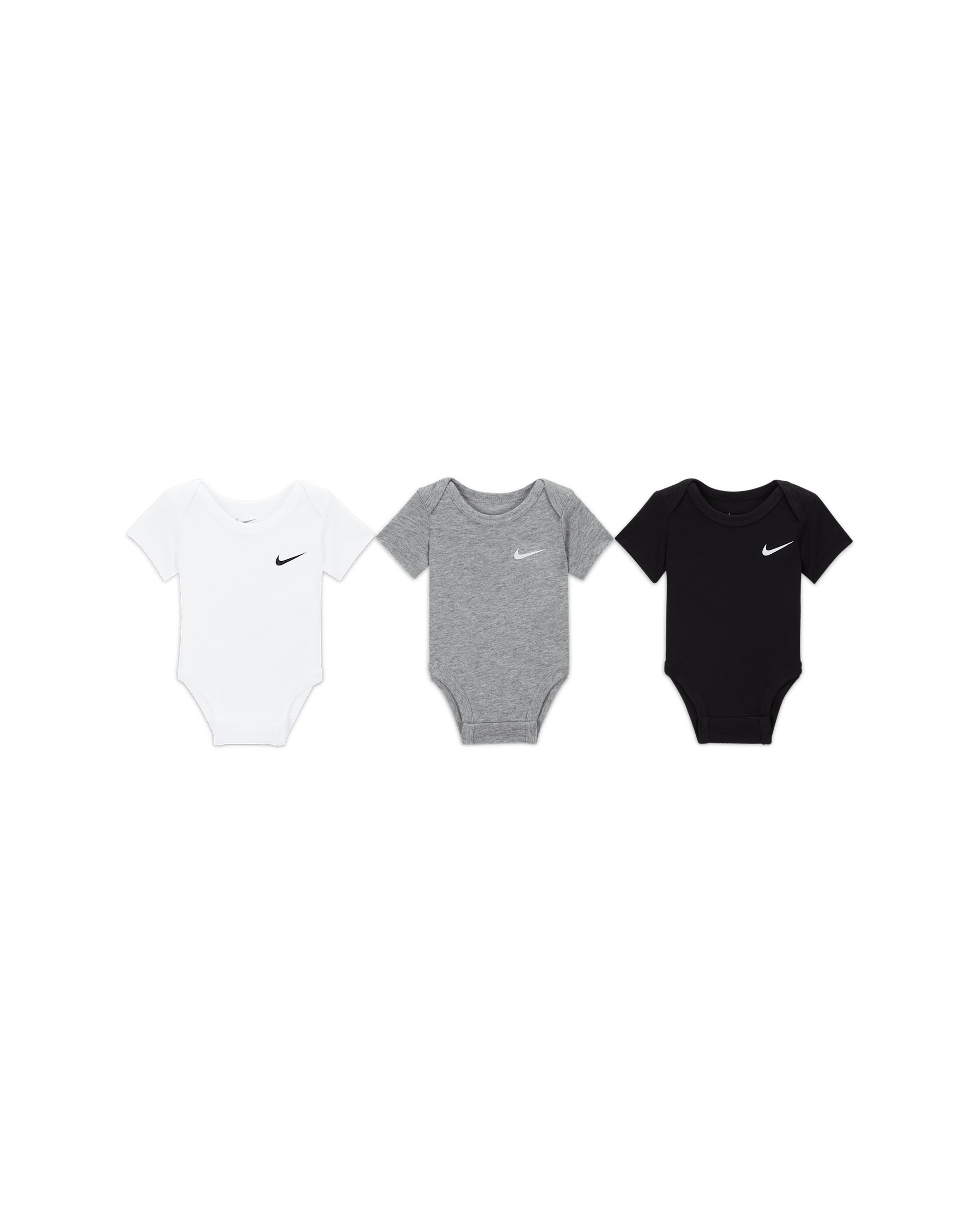 Nike Swoosh Bodys (Babys, 0–9 M, 3er-Pack) - Schwarz