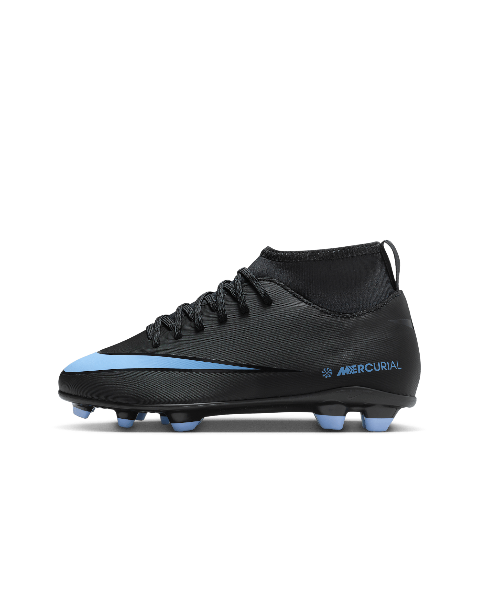 Crampons de foot multi-surfaces à col montant Nike Jr. Mercurial Superfly 10 Club pour enfant/ado - Noir/Ice Blue