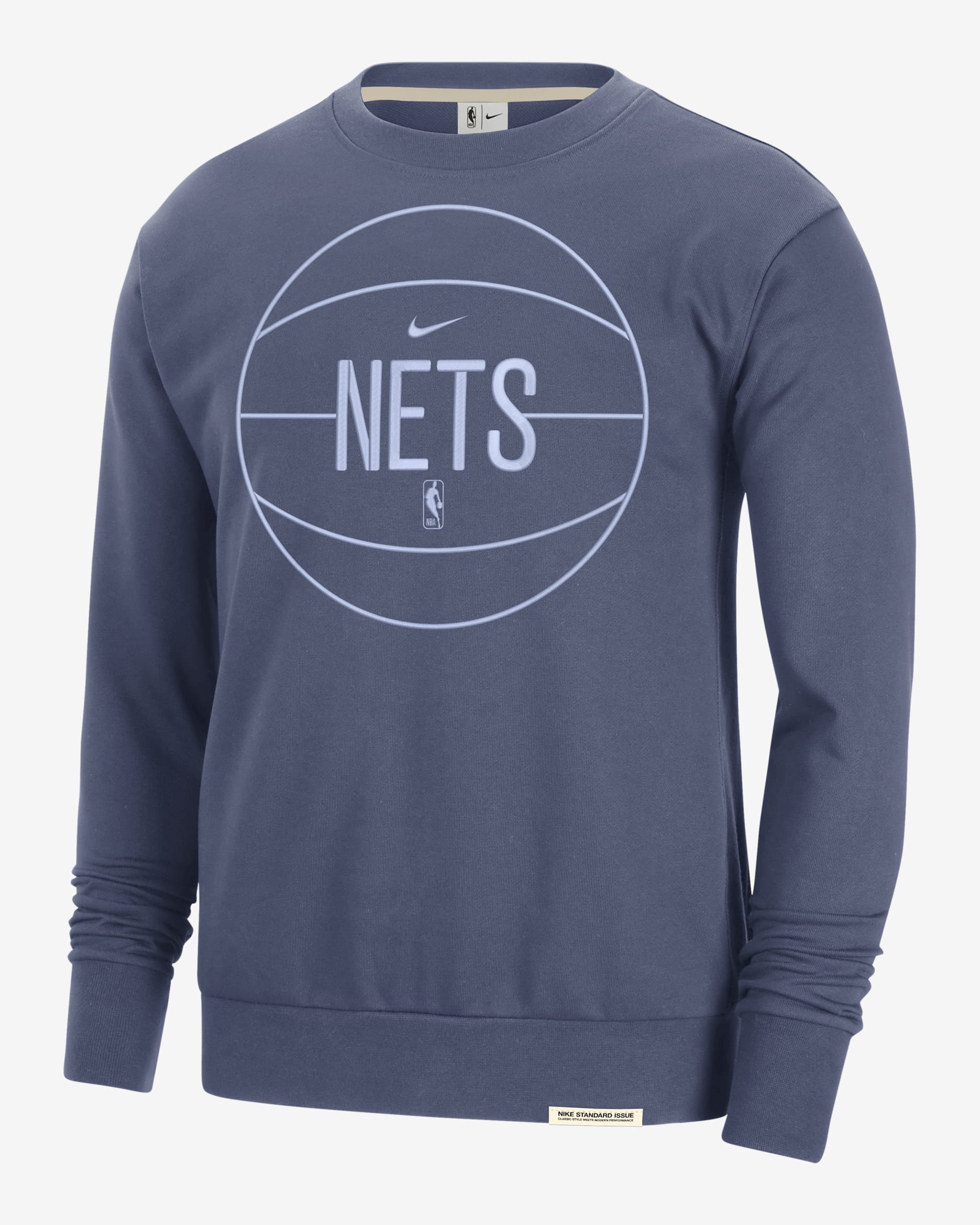 Brooklyn Nets Standard Issue Men's Nike Dri-FIT NBA Sweatshirt - Diffused Blue/Pale Ivory/Cobalt Bliss