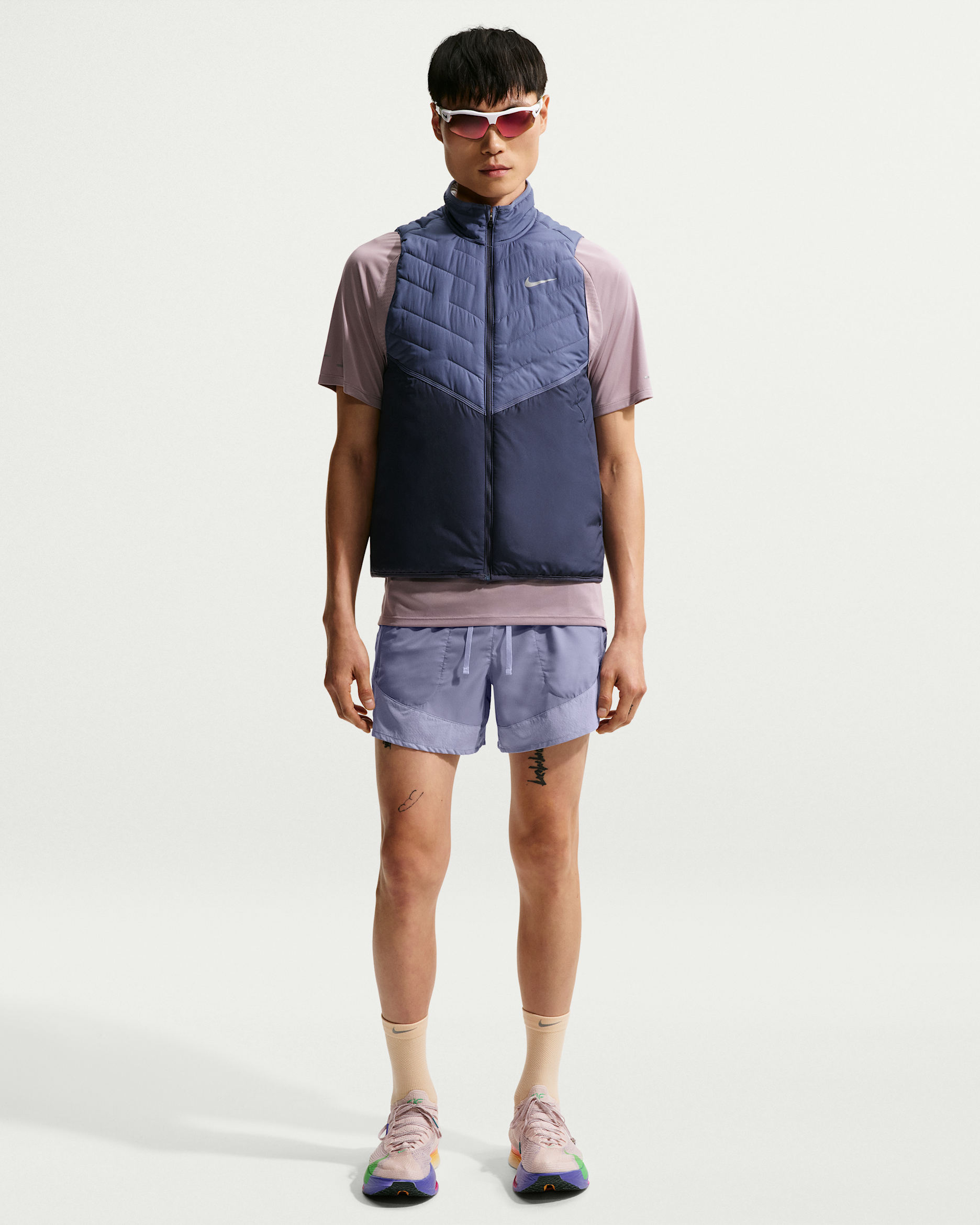 나이키 스트라이드 남성 드라이 핏 5인치 브리프 라인드 러닝 쇼츠 - 아이언 퍼플/인디고 헤이즈/라이트 시슬