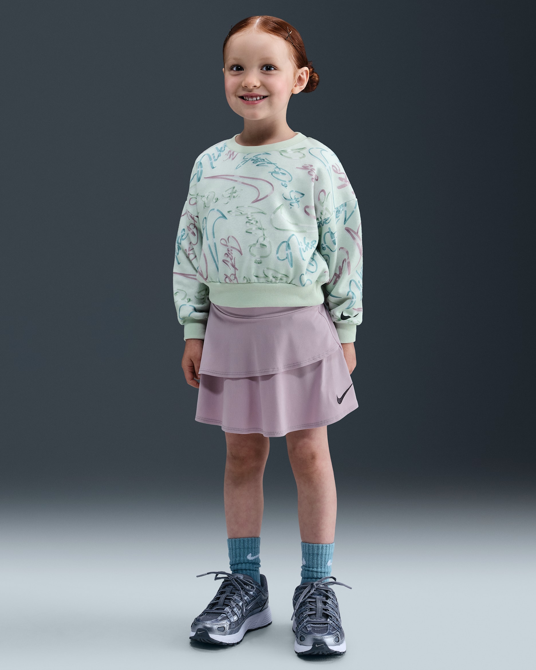 Nike Swoosh On Pointe Toddler Floral Futura 2-Piece Scooter Set - Plum Fog