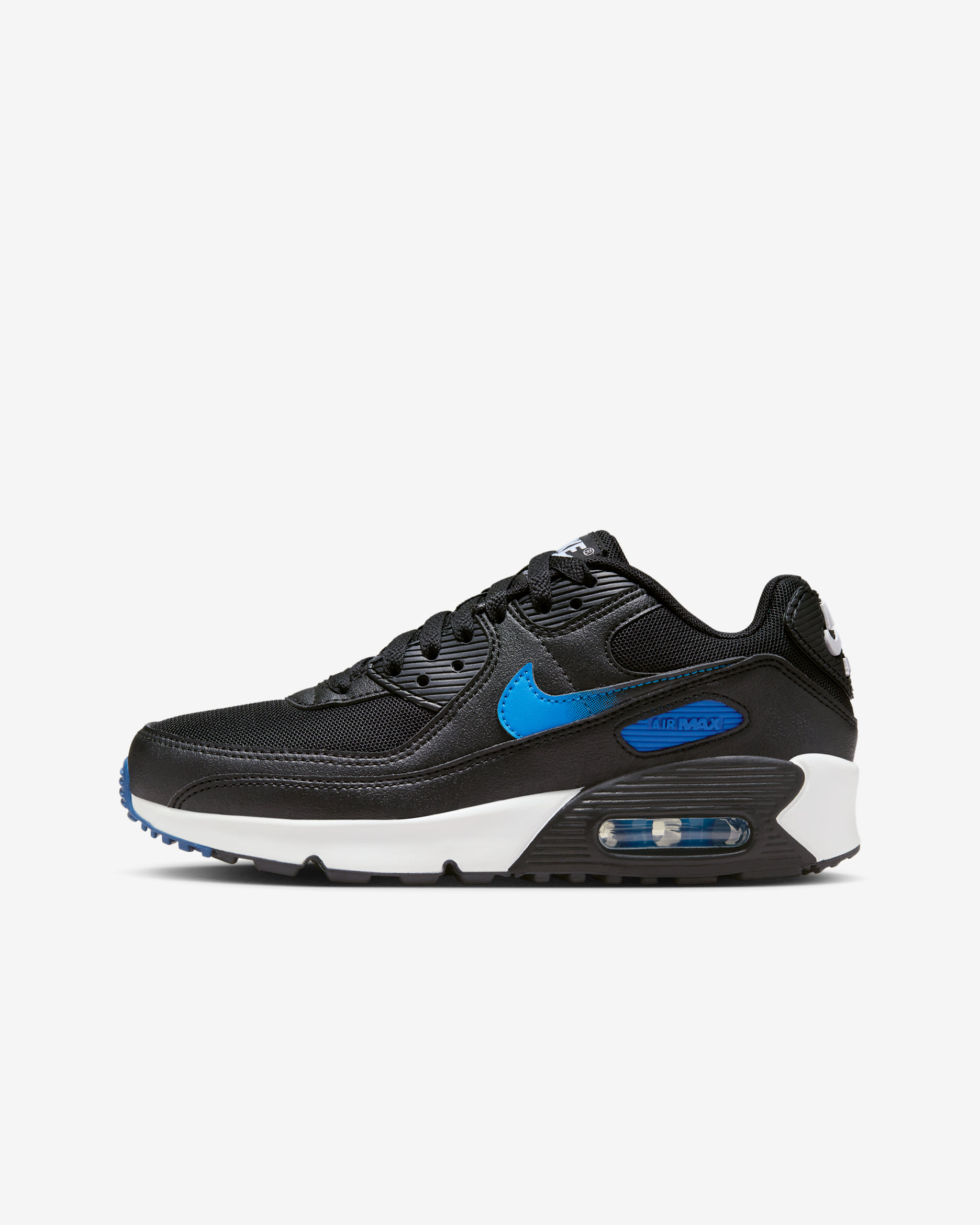Tenis para niños grandes Nike Air Max 90 - Negro/Azul cancha/Blanco/Azul foto