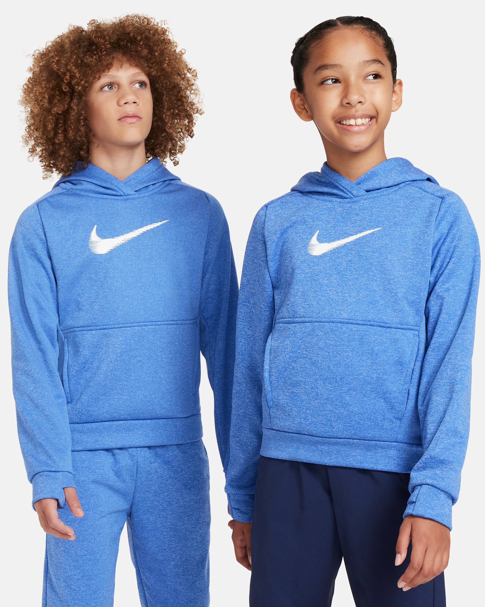 Sudadera con gorro sin cierre Therma-FIT para niños grandes Nike Multi+ - Royal juego/Polar/Blanco
