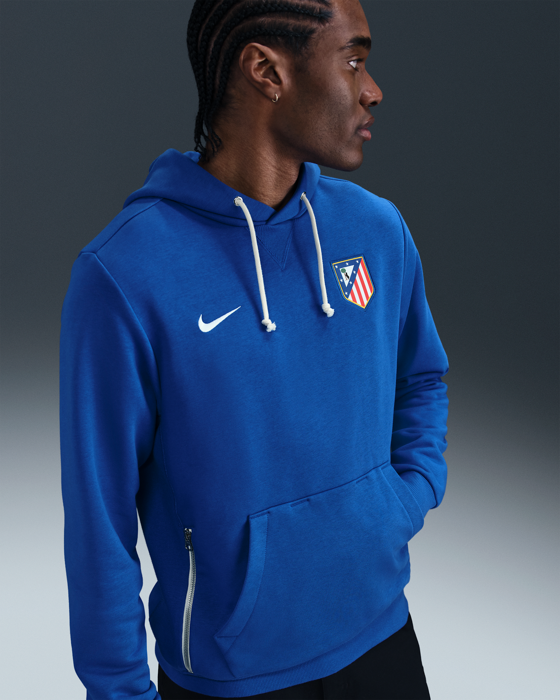 Atlético Madrid Standard Issue Men's Nike Dri-FIT Football Pullover Hoodie - Game Royal/White
