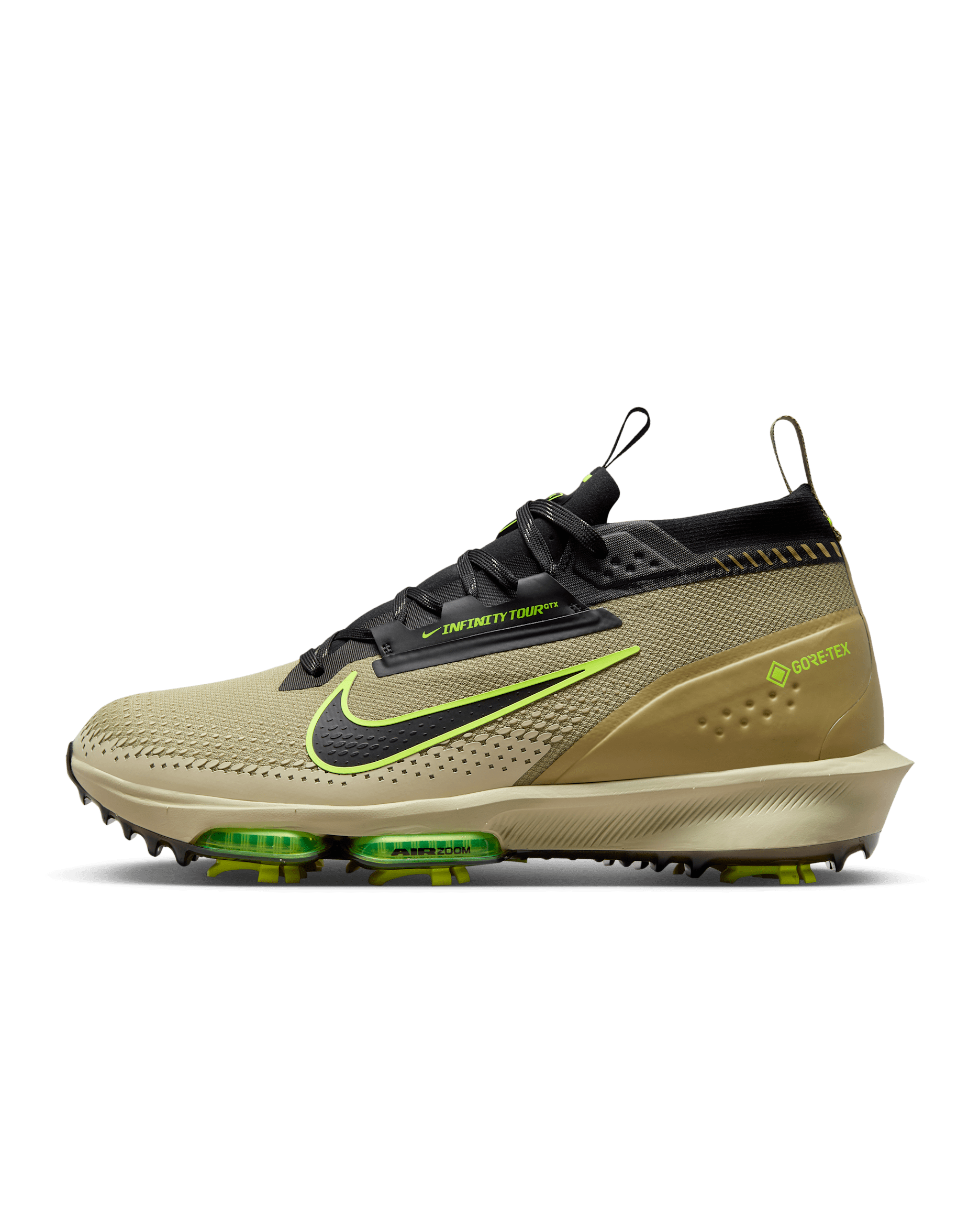 Sapatilhas de golfe à prova de água Nike Infinity Tour 2 GORE-TEX para homem - Dusty Olive/Volt/Preto