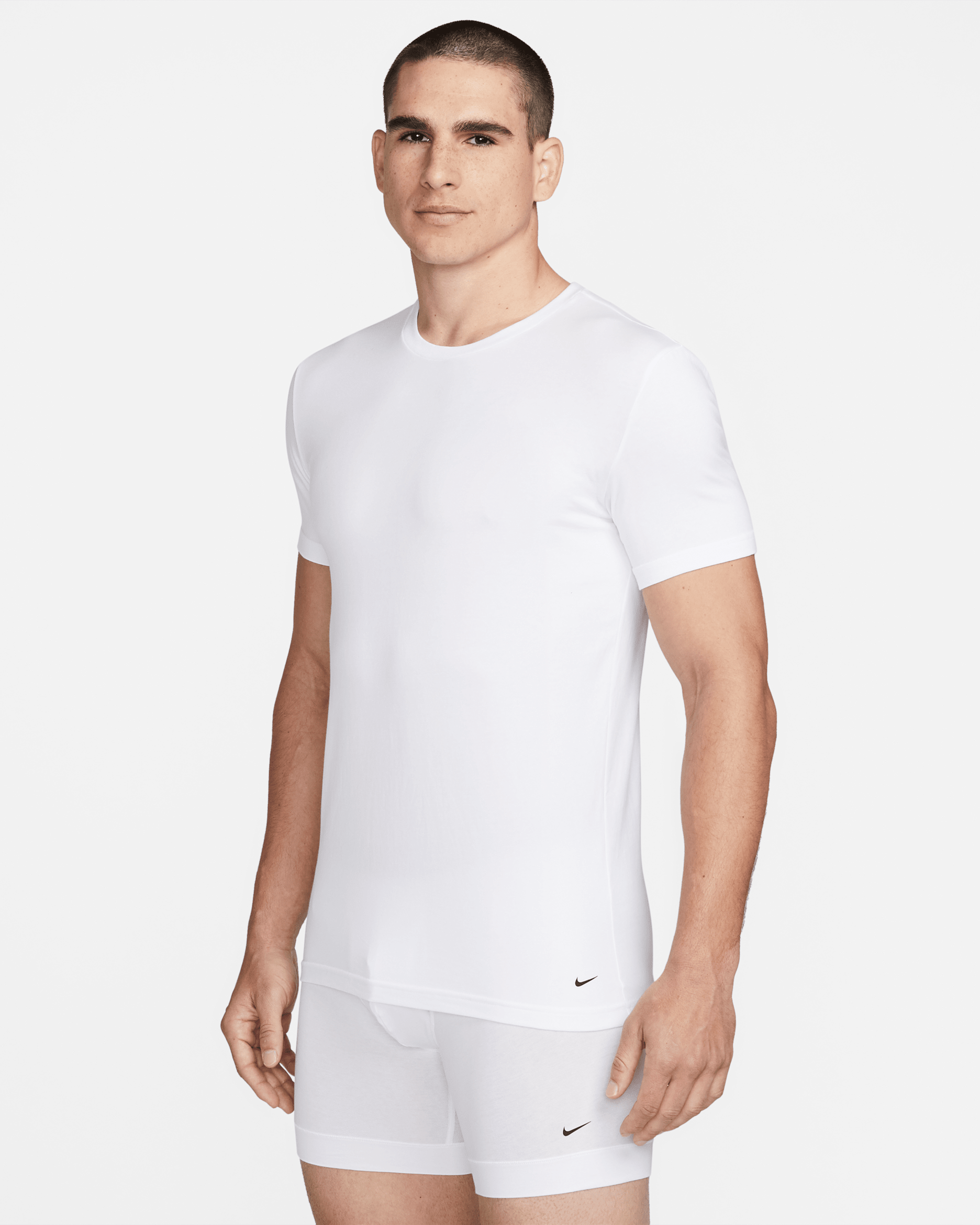 Nike Dri-FIT Essential Cotton Stretch Men's Slim Fit Crew Neck Undershirt (2-Pack) - White