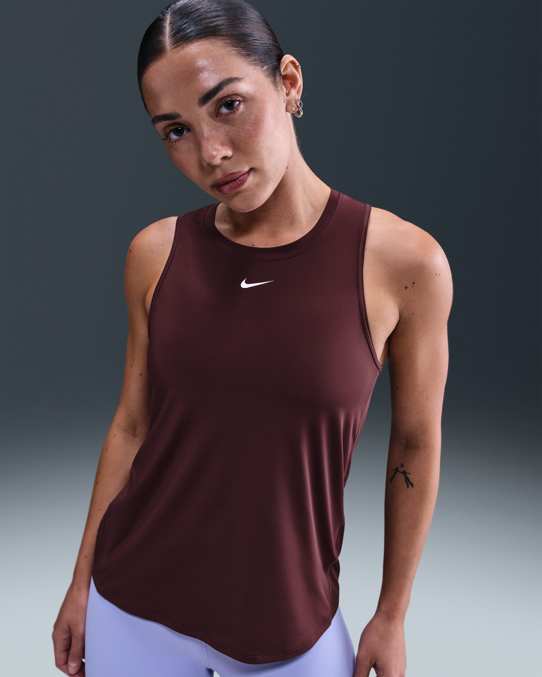 Nike One Classic Women's Dri-FIT Tank Top - Burgundy Crush/White