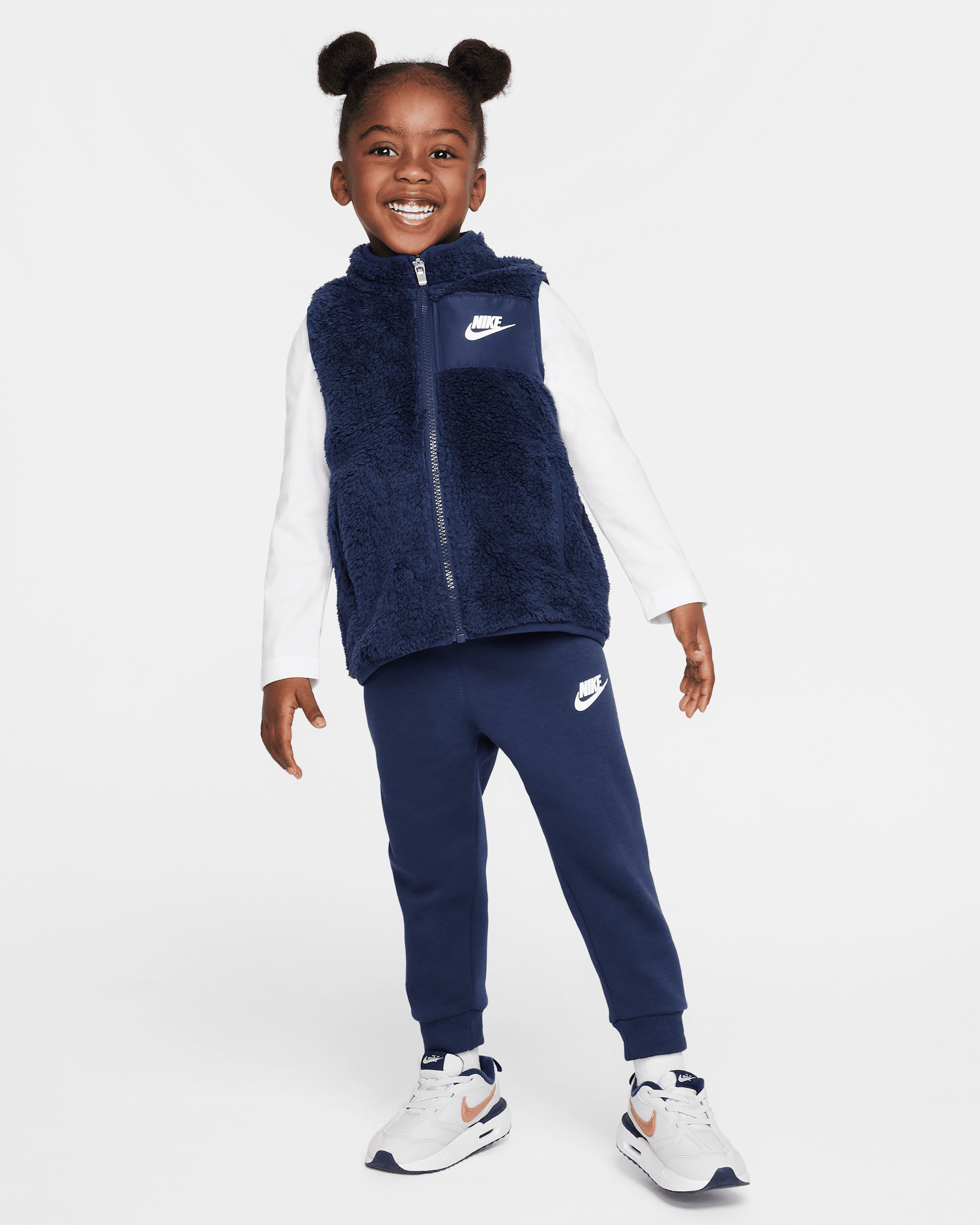 Nike Club Toddler Long Sleeve T-Shirt, Vest, and Pants Set - Midnight Navy
