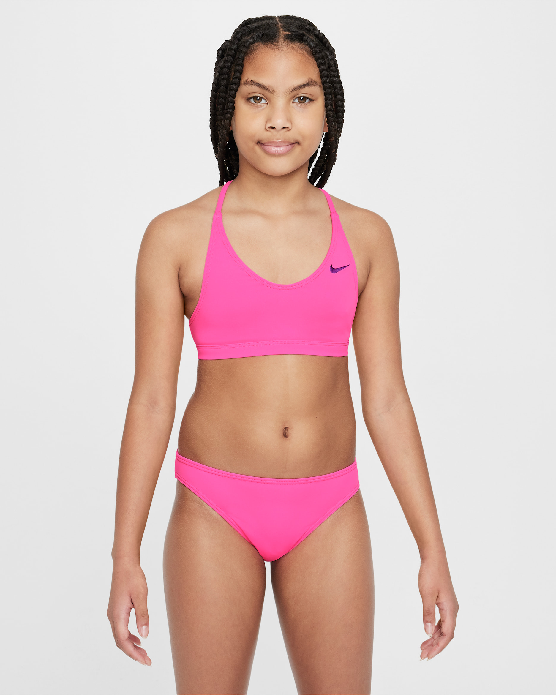 Conjunto de bikini con cordones para niña talla grande Nike Swim - Hiperrosa