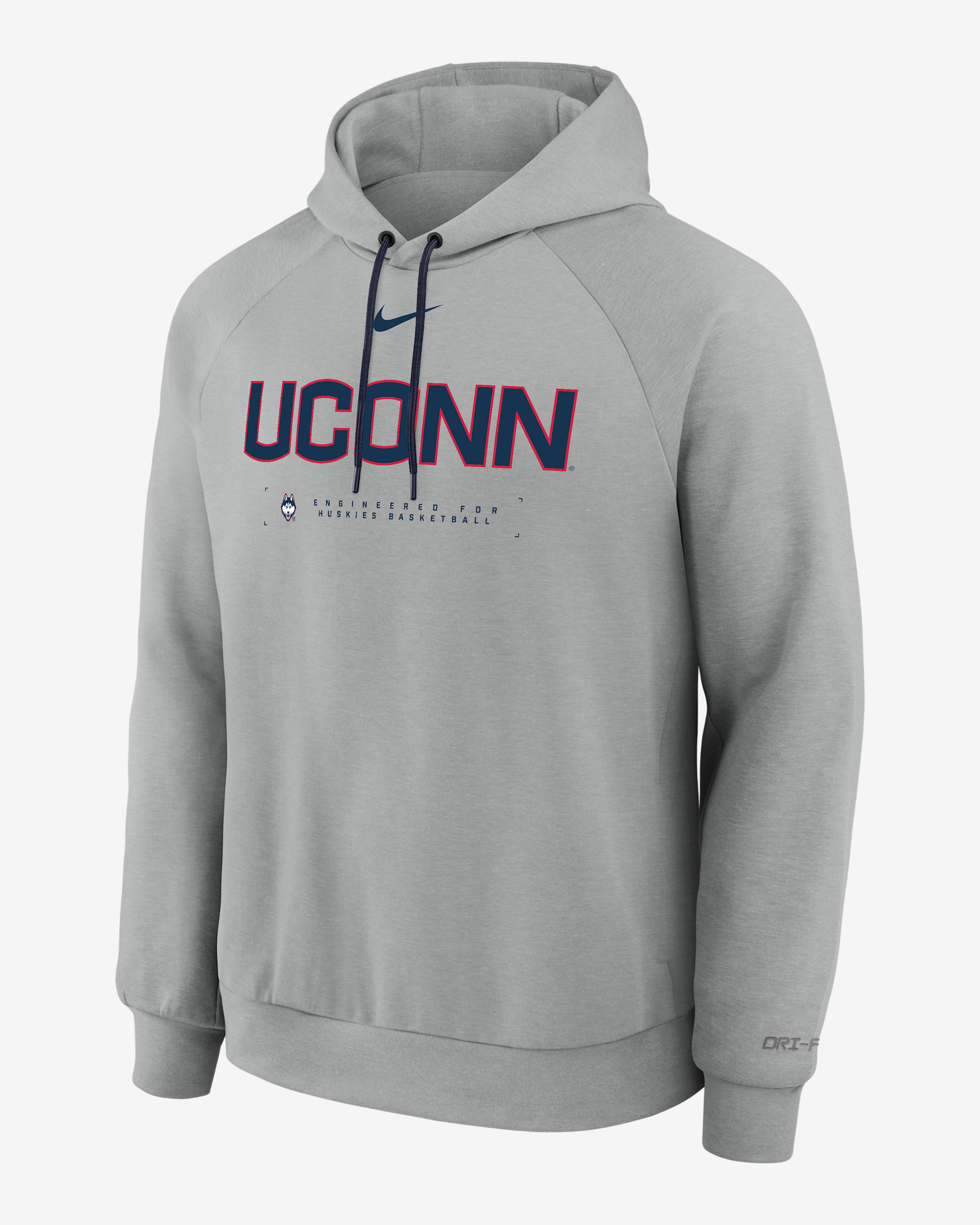 Connecticut Huskies Nike NCAA Men's Basketball Coaches' Pullover Hoodie - Dark Grey Heather/College Navy