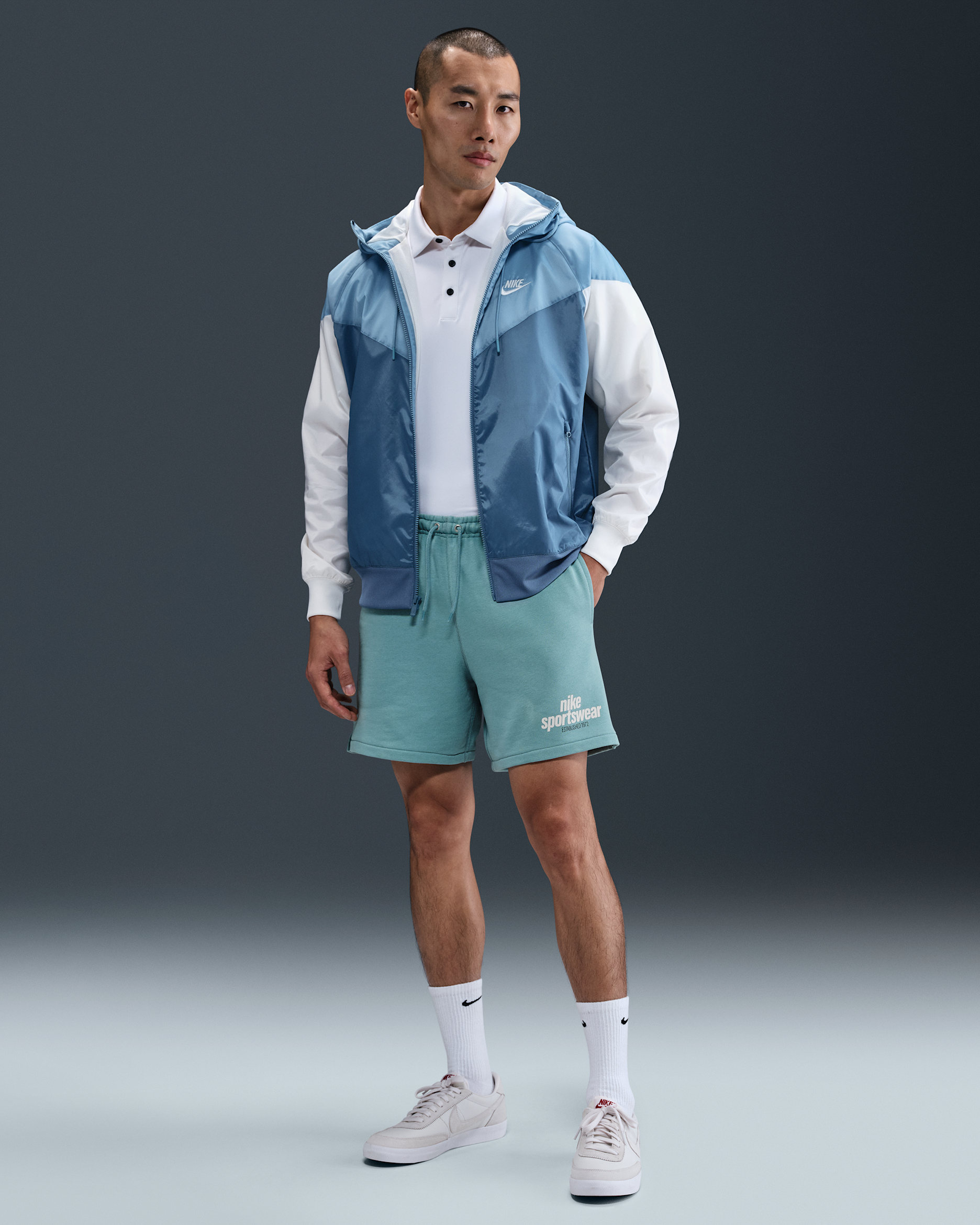 나이키 클럽 남성 프렌치 테리 플로우 쇼츠 - 데님 터콰이즈/데님 터콰이즈/포톤 더스트