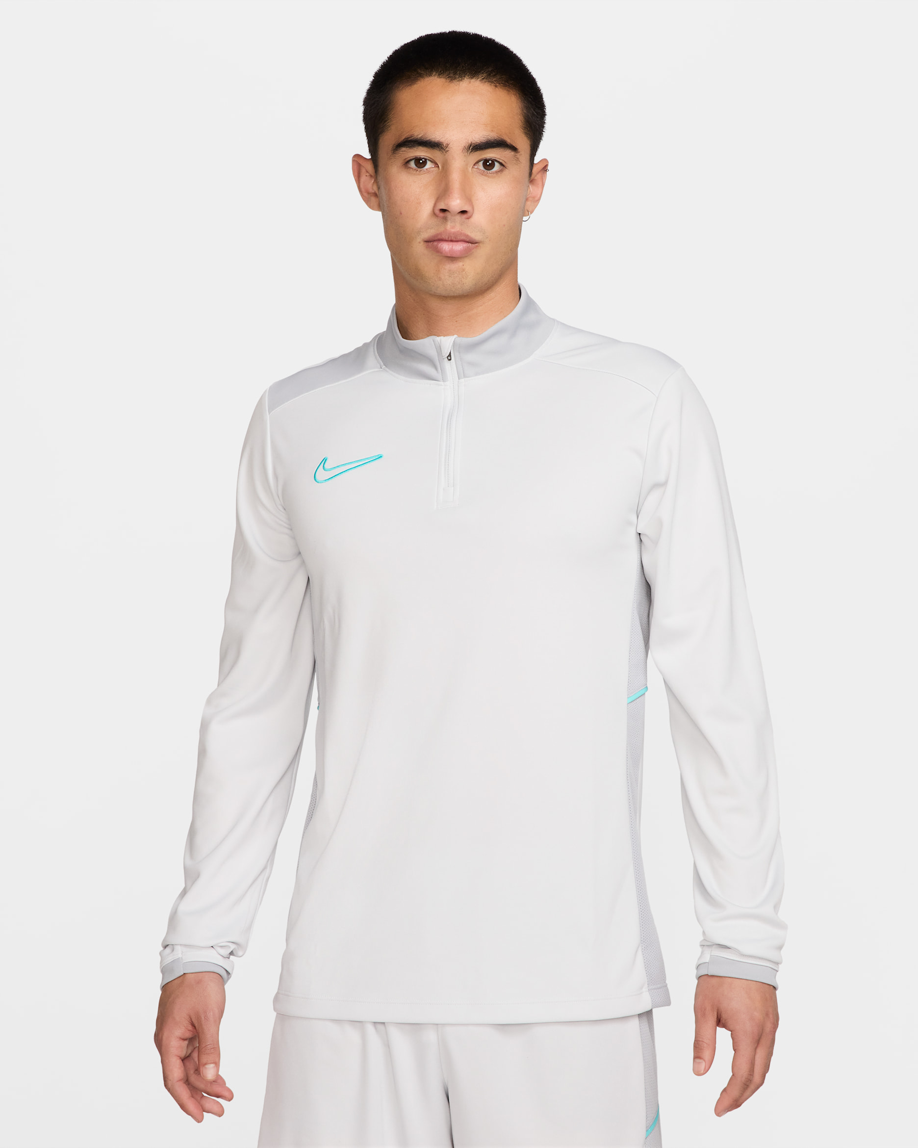 Nike Academy Men's Dri-FIT Football Drill Top - Photon Dust/Light Smoke Grey/Dynamic Turquoise