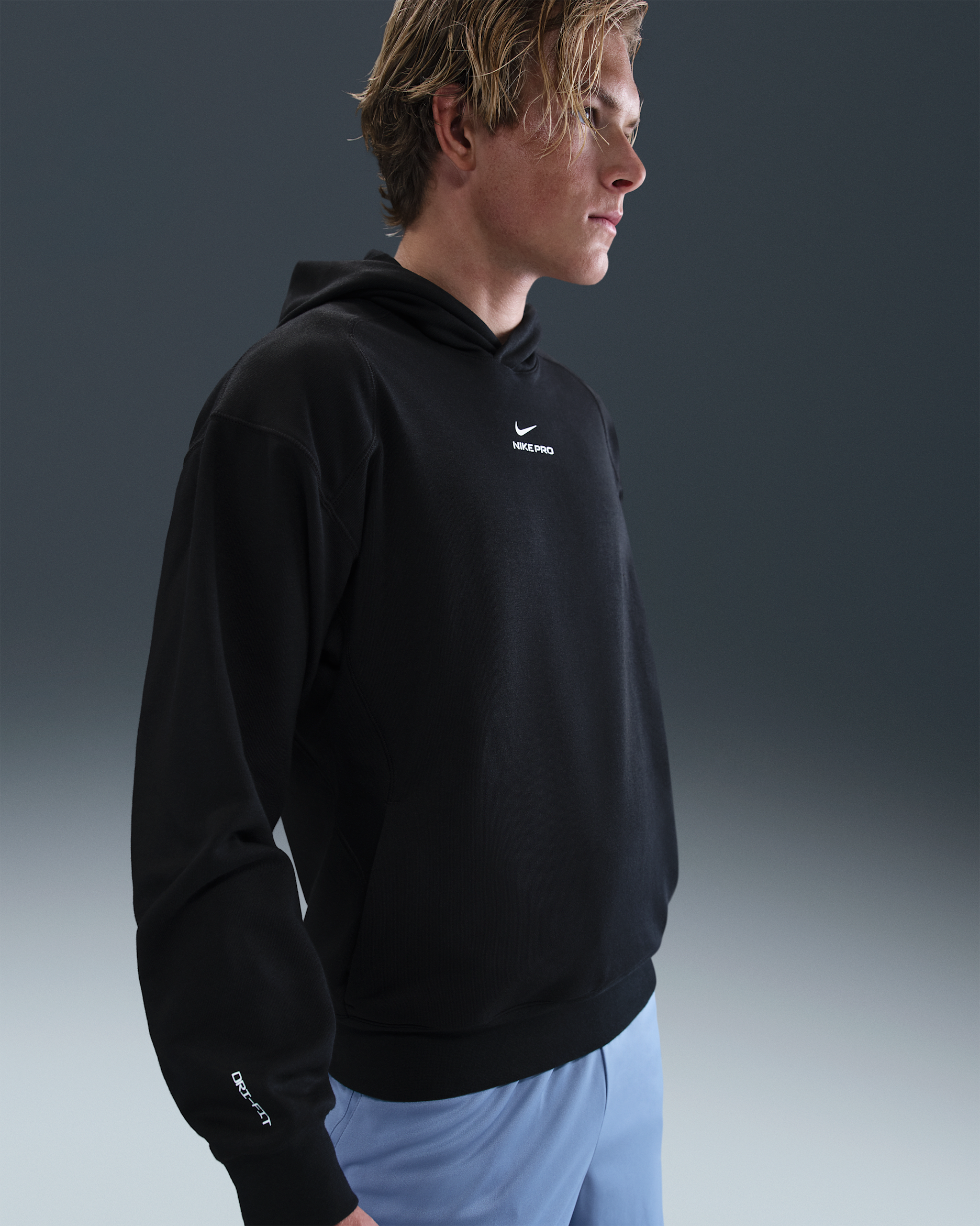 Nike Pro Men's Dri-FIT Mid Layer Training Hoodie - Black/White