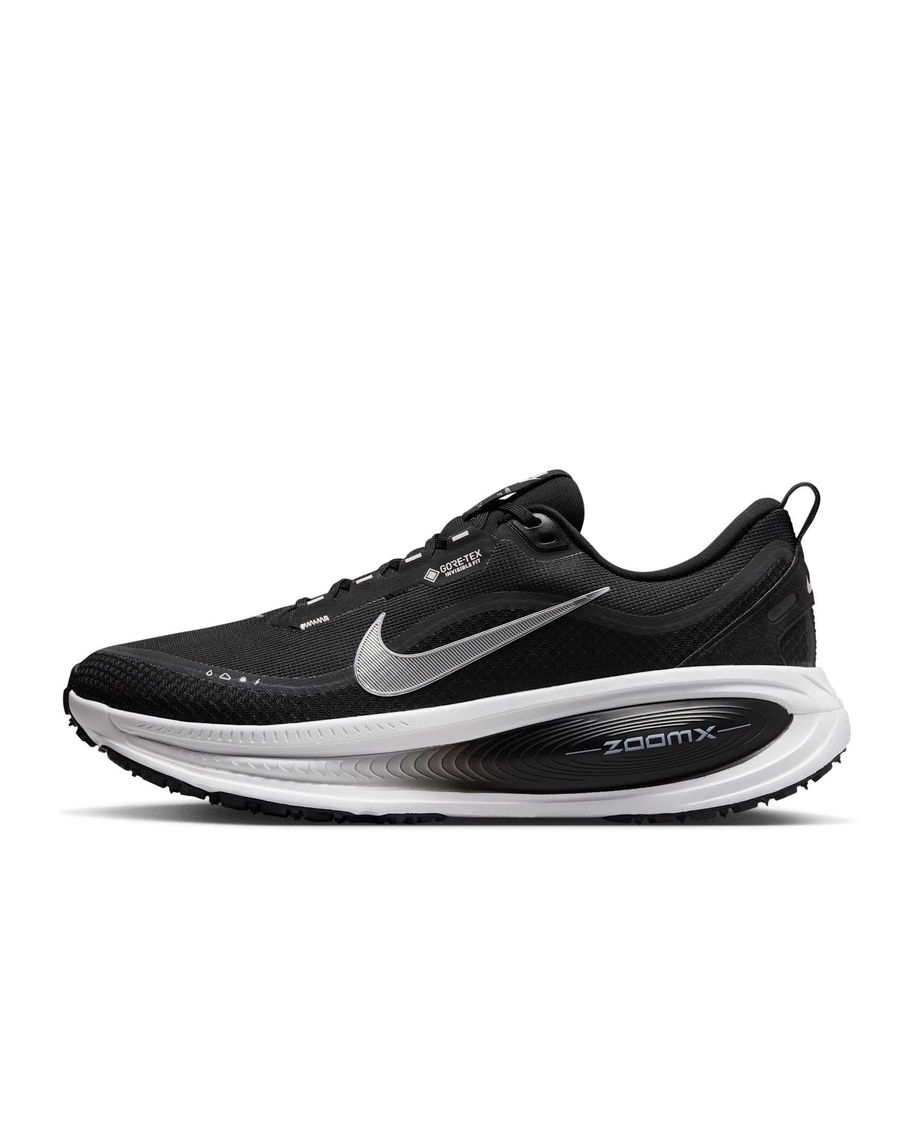 Nike Vomero 18 GORE-TEX Men's Waterproof Road Running Shoes with Reflective Design Accents - Black/Anthracite/White/Metallic Silver