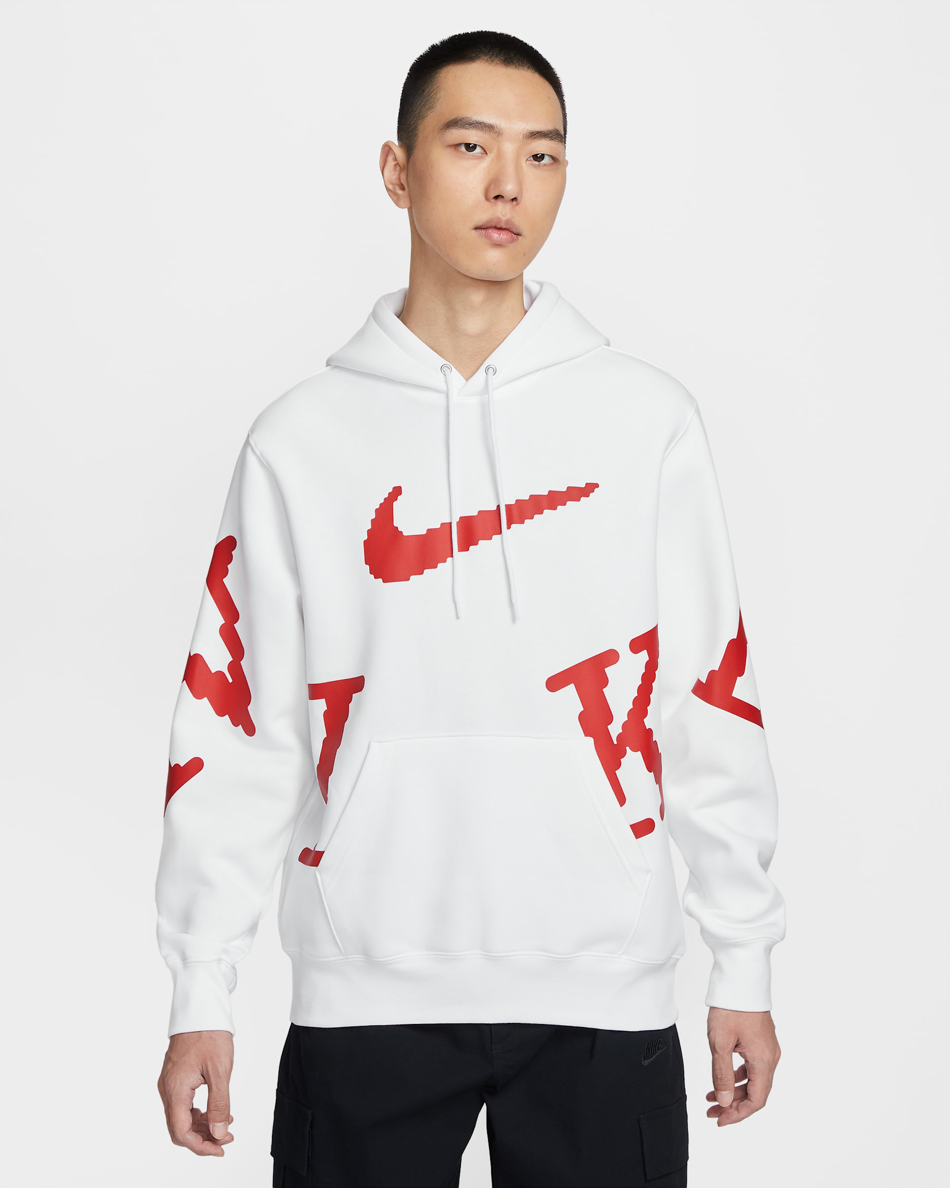 Nike Sportswear Club Men's Fleece Hoodie - White/University Red