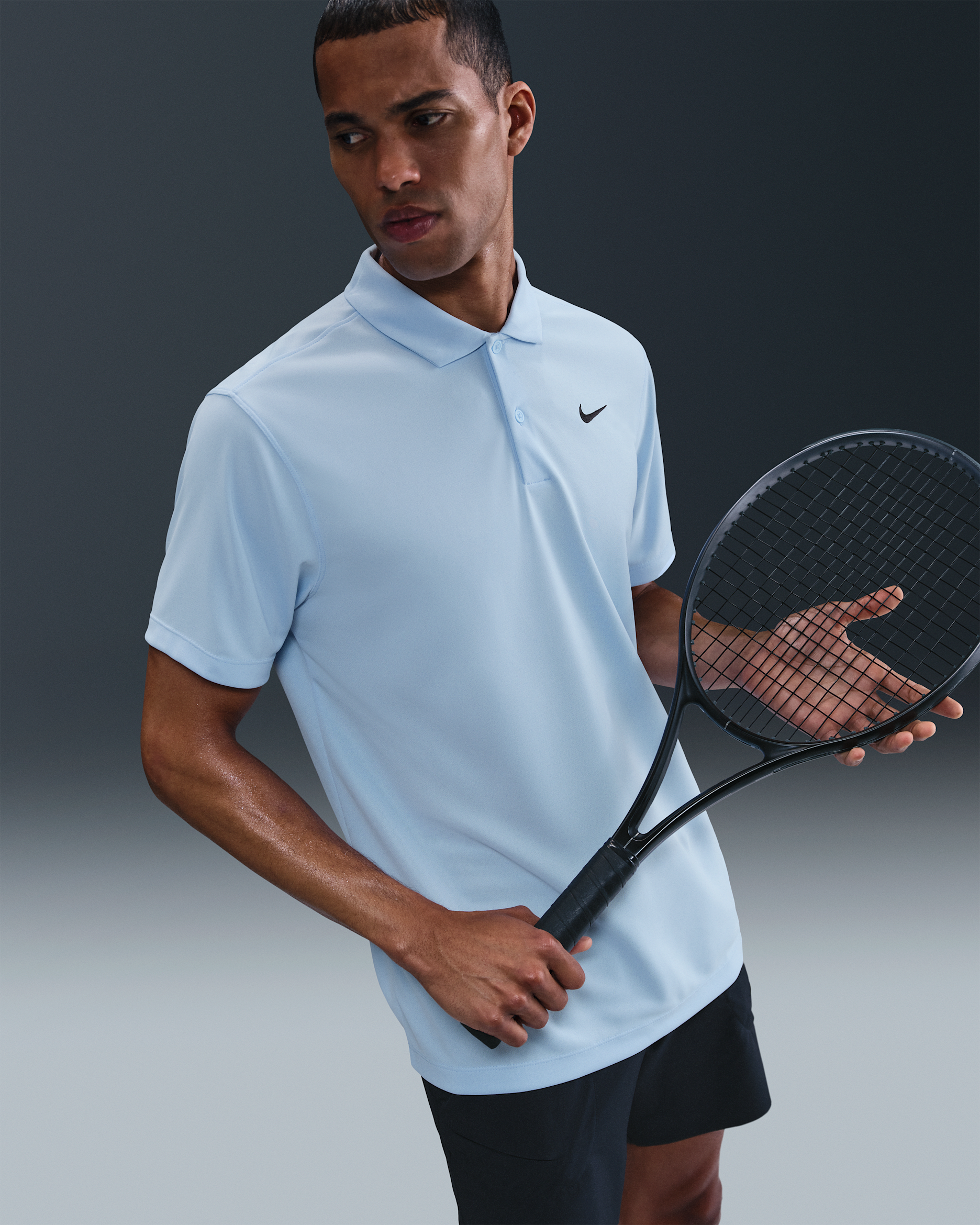 Polo de tenis para hombre NikeCourt Dri-FIT - Azul celestino/Negro