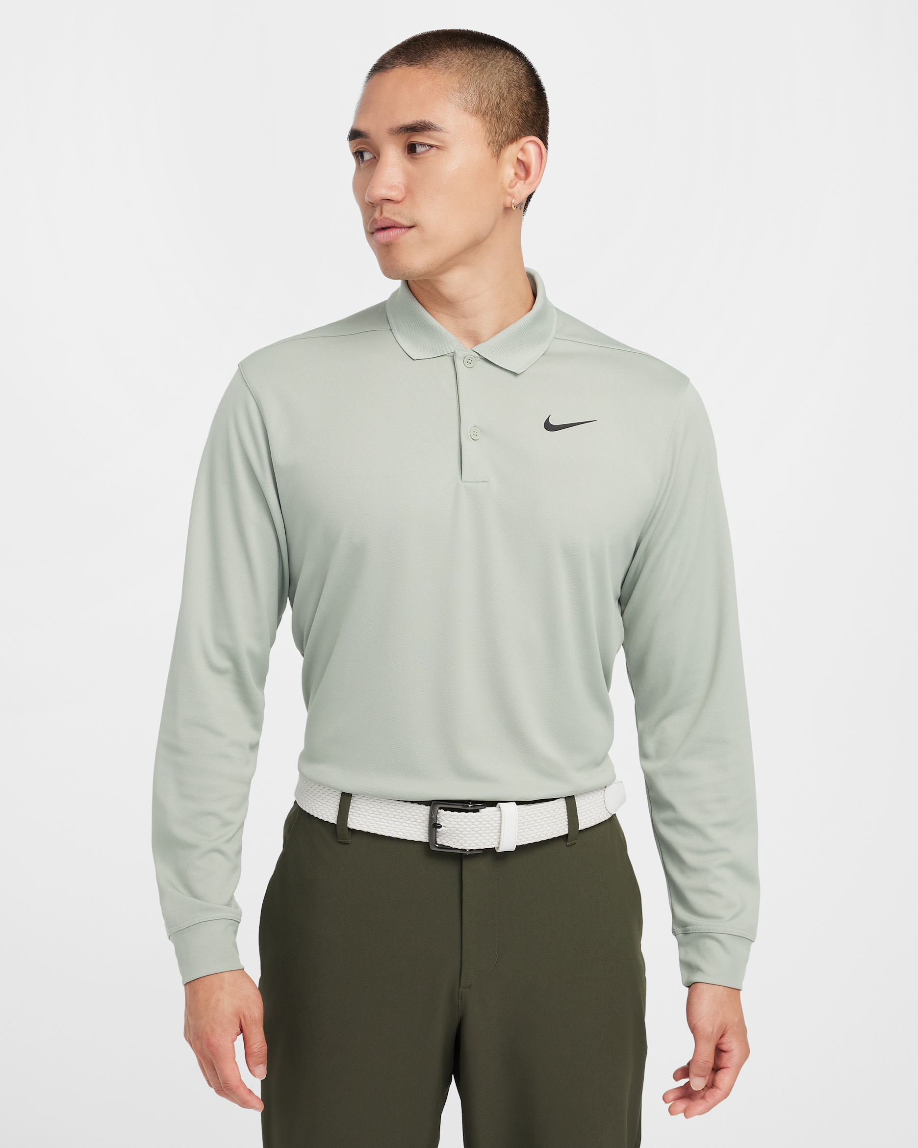 เสื้อโปโลกอล์ฟแขนยาวผู้ชาย Nike Dri-FIT Victory - Jade Horizon/ดำ