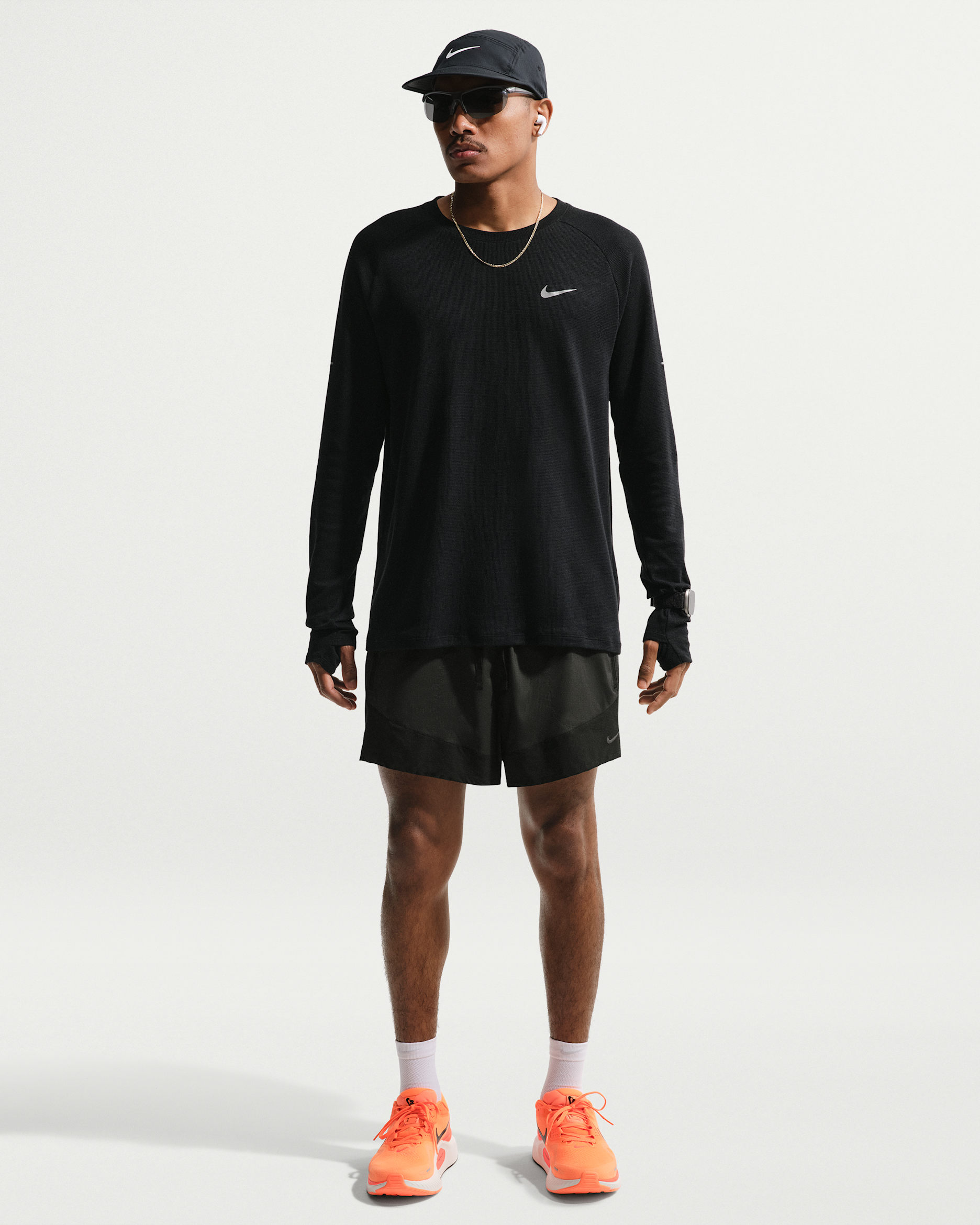 Löparshorts Nike Stride Plus Dri-FIT 13 cm med innerbyxor för män - Off Noir/Svart/Svart