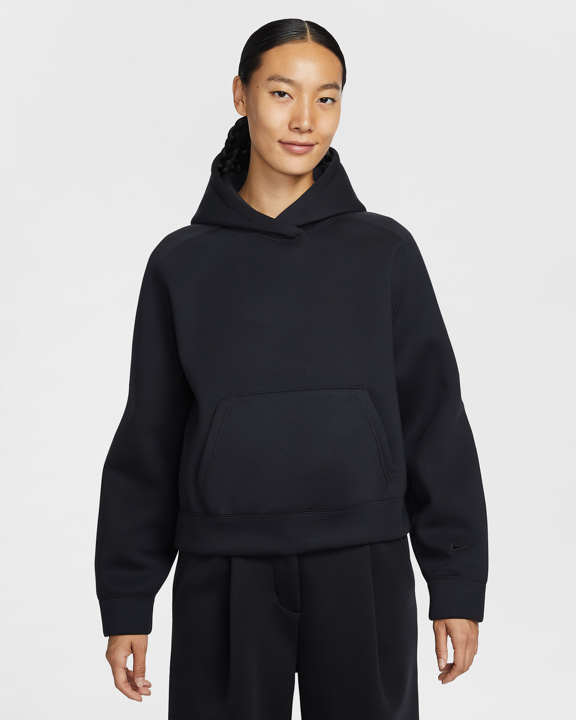 나이키 스포츠웨어 여성 오버사이즈 플리스 풀오버 후디 - 블랙/블랙/블랙