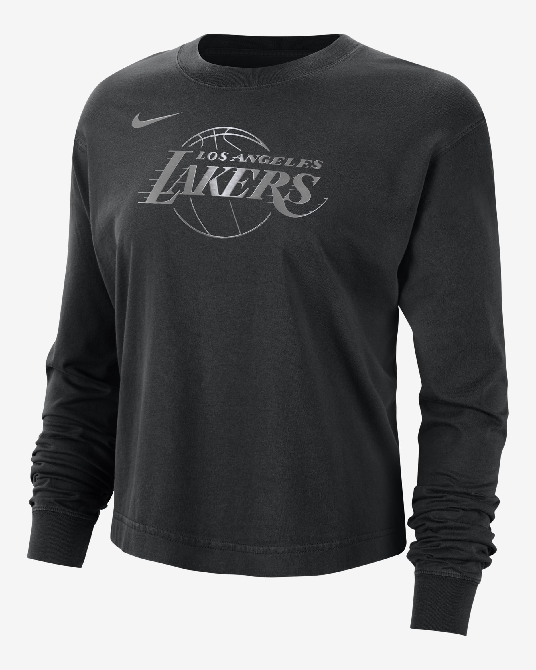 Los Angeles Lakers Courtside Women's Nike NBA Shine Boxy Long-Sleeve T-Shirt - Black