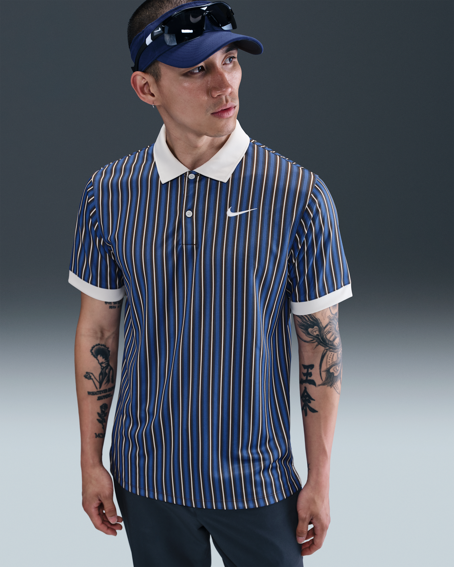 Nike Victory+ 男款 Dri-FIT 高爾夫球衫 - Comet Blue/Photon Dust/白色