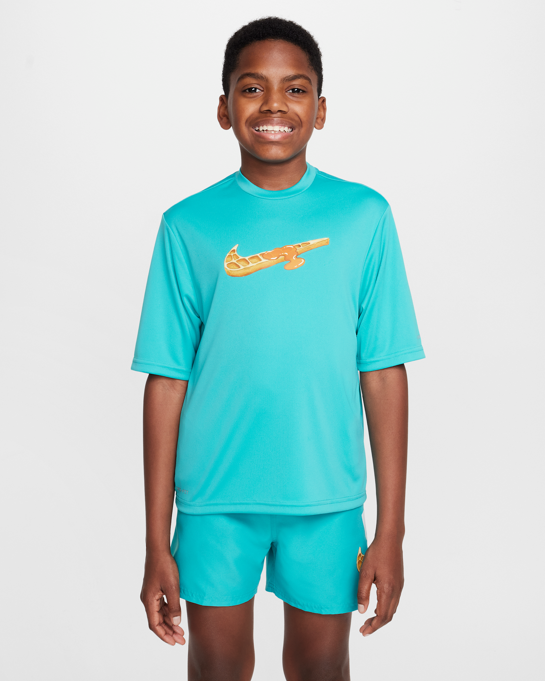 Nike Swim Hydroguard Big Kids' (Boys') Dri-FIT Short-Sleeve Top - Dusty Cactus